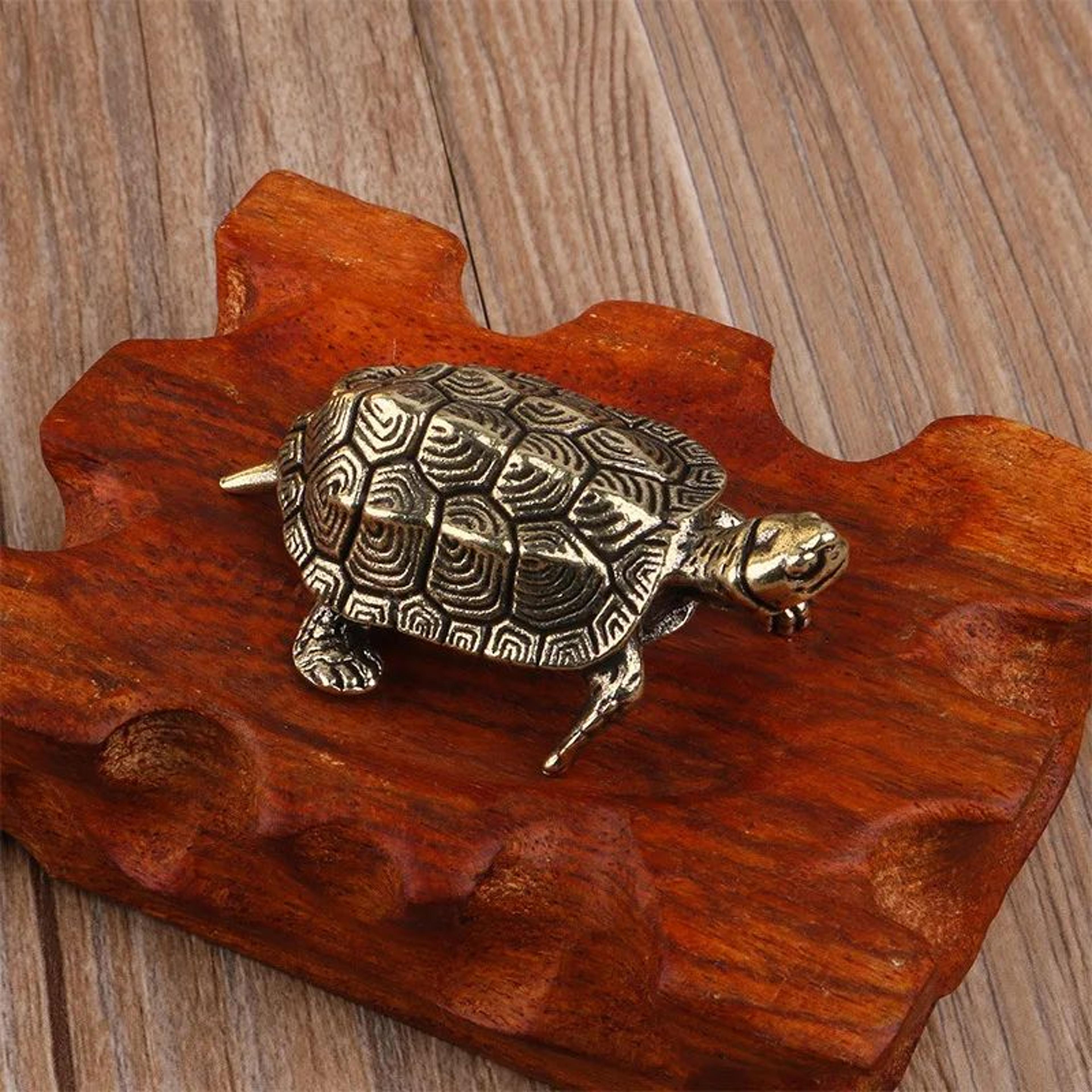 Vintage Brass Turtle Figurine Feng Shui Decor For Desk And Home 4