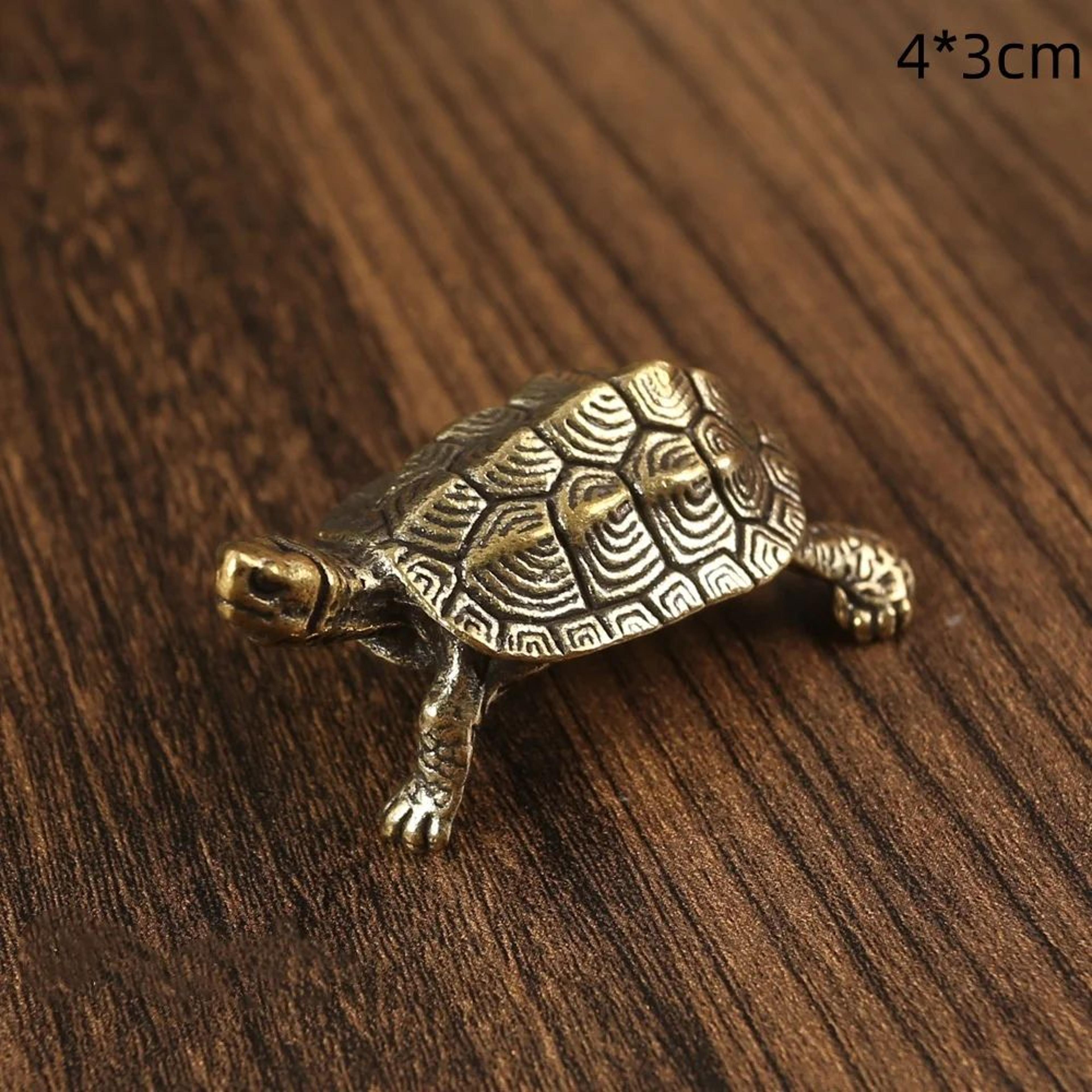 Vintage Brass Turtle Figurine Feng Shui Decor For Desk And Home 10