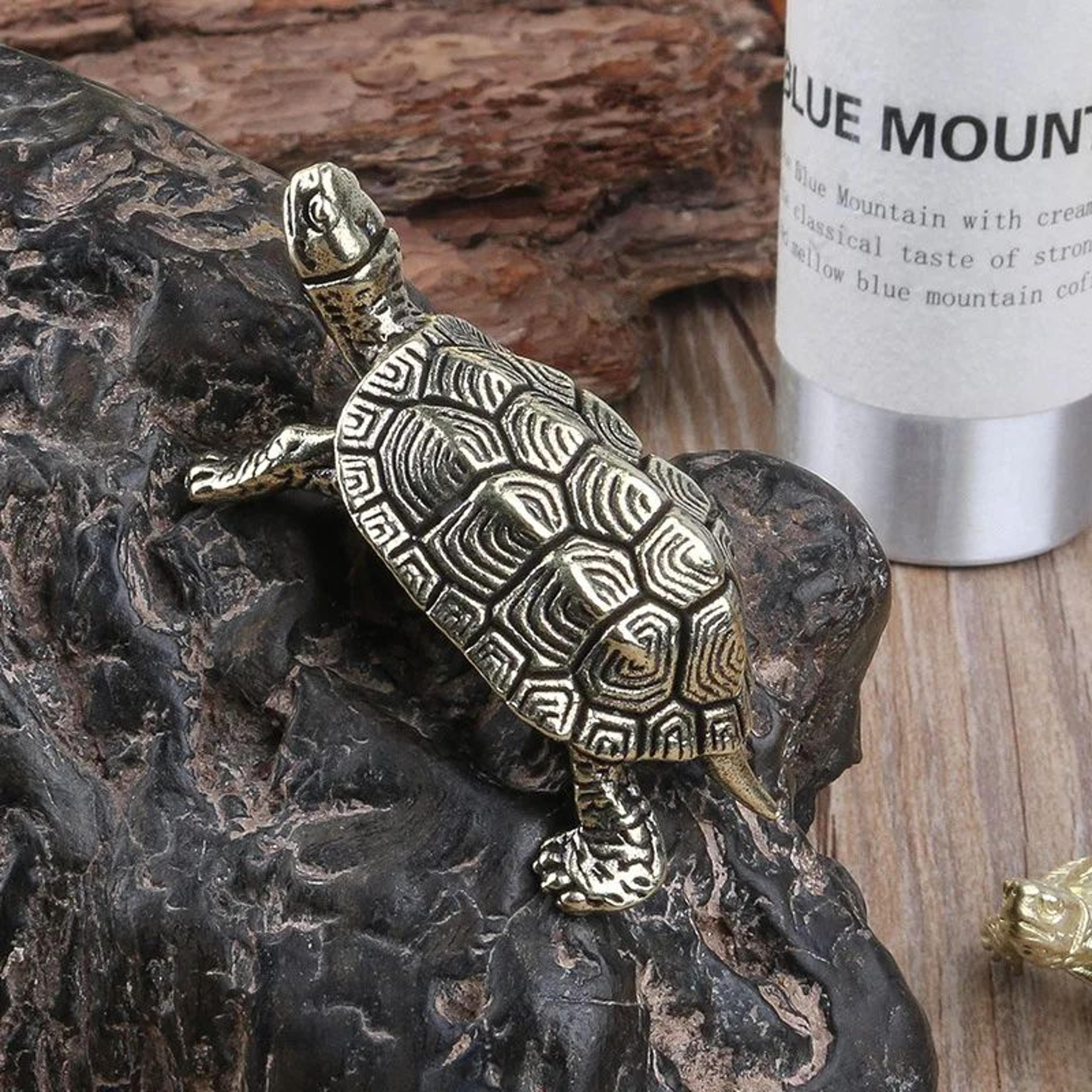 Vintage Brass Turtle Figurine Feng Shui Decor For Desk And Home 5