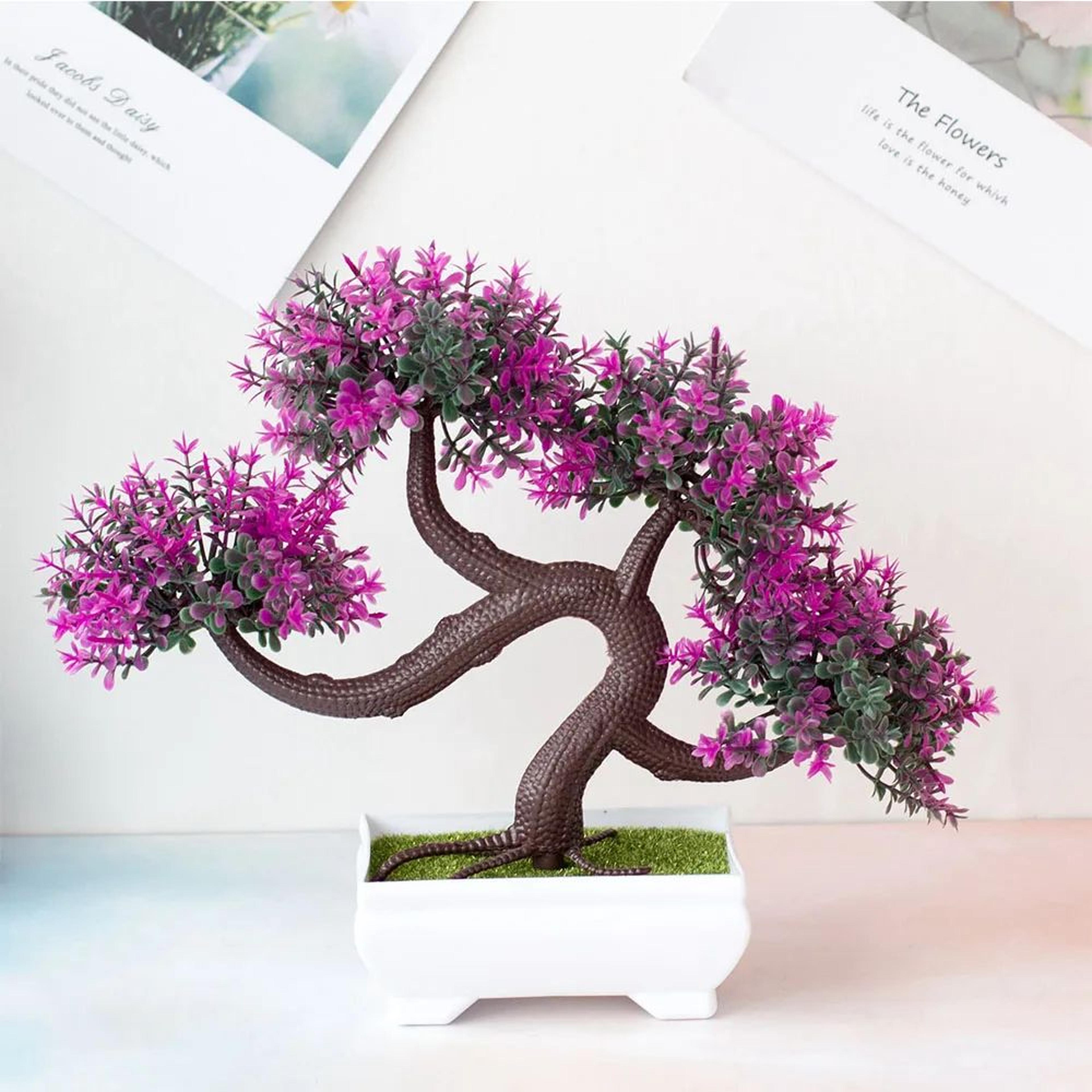Mini Artificial Bonsai Tree Potted Plant For Desk And Home Decor 18