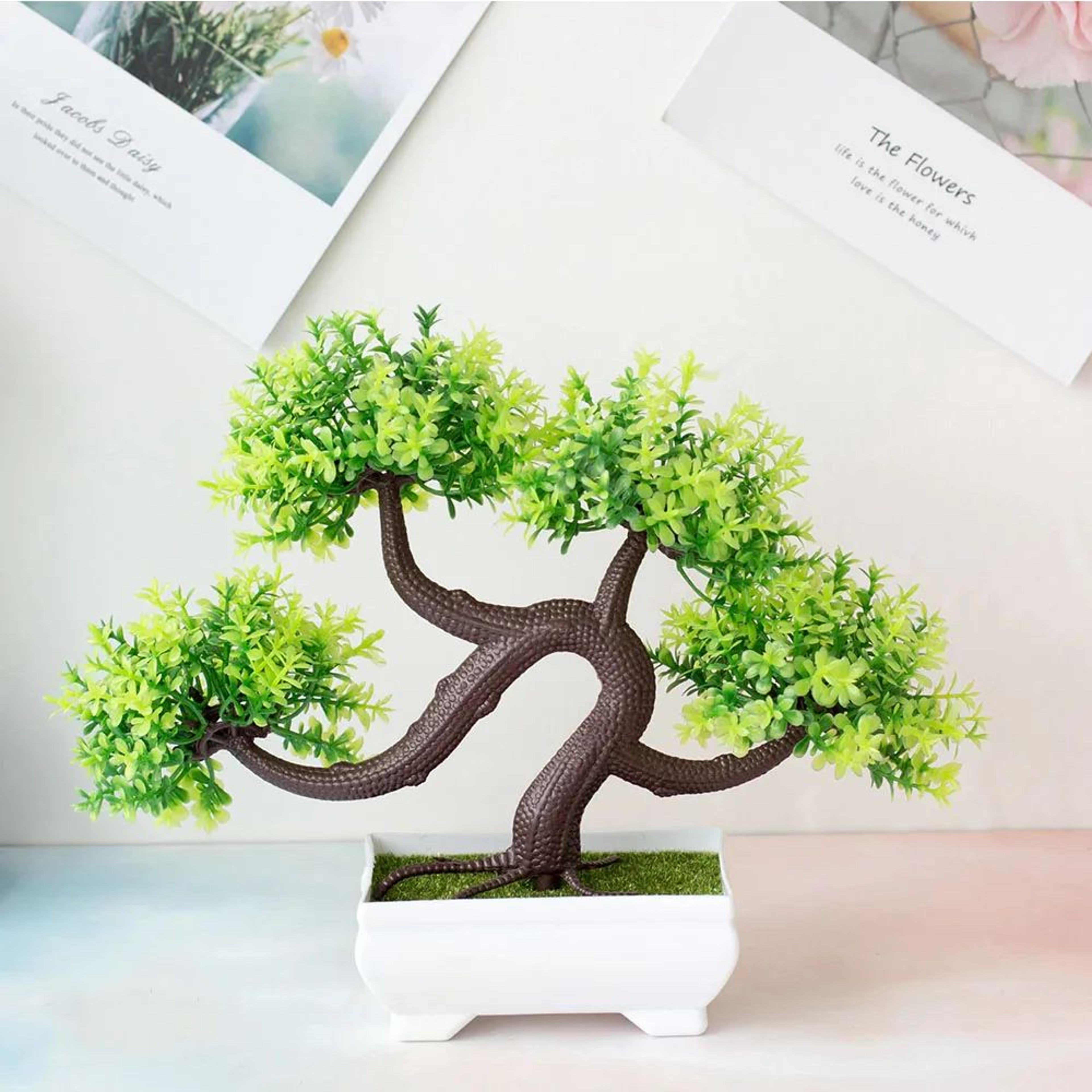 Mini Artificial Bonsai Tree Potted Plant For Desk And Home Decor 19