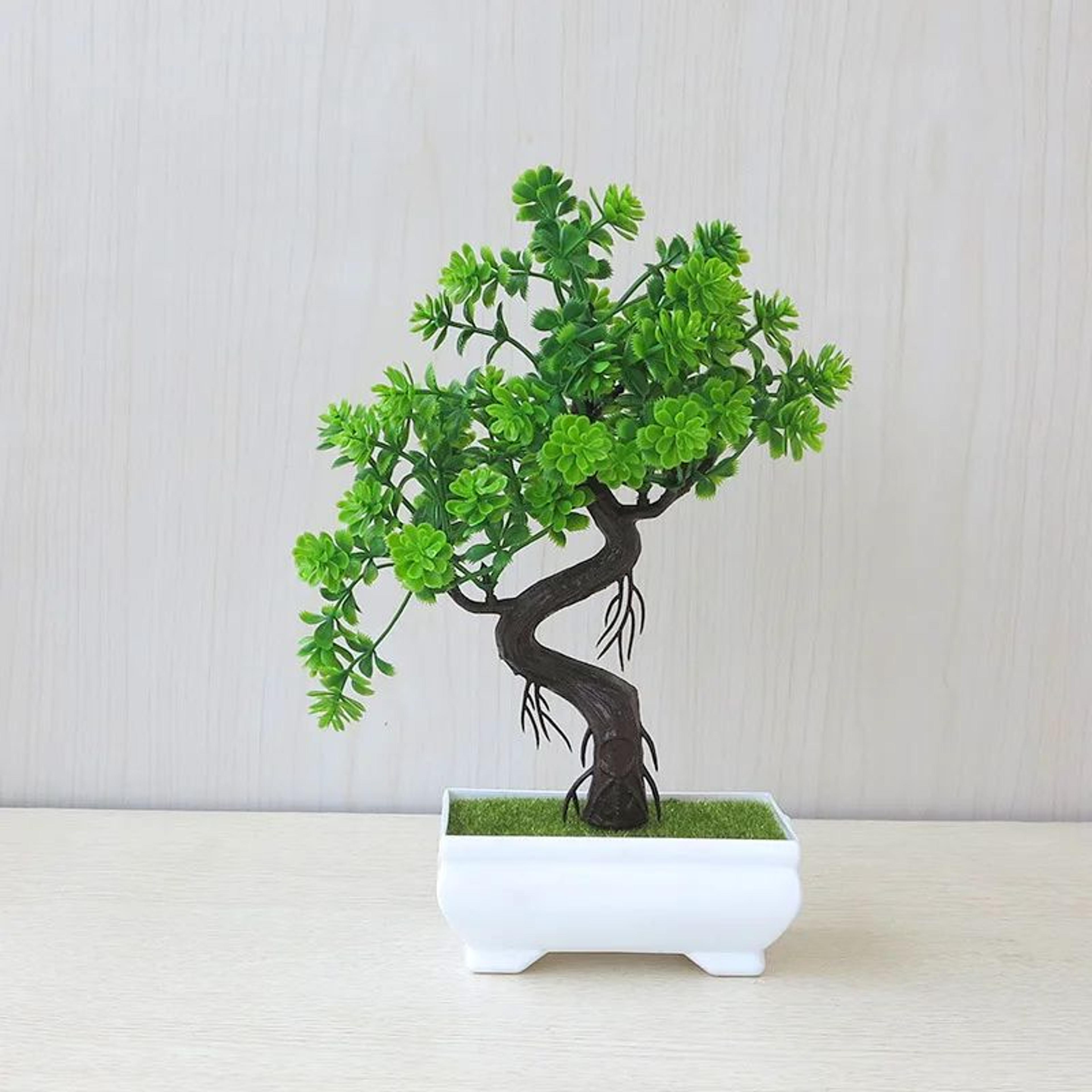 Mini Artificial Bonsai Tree Potted Plant For Desk And Home Decor 23