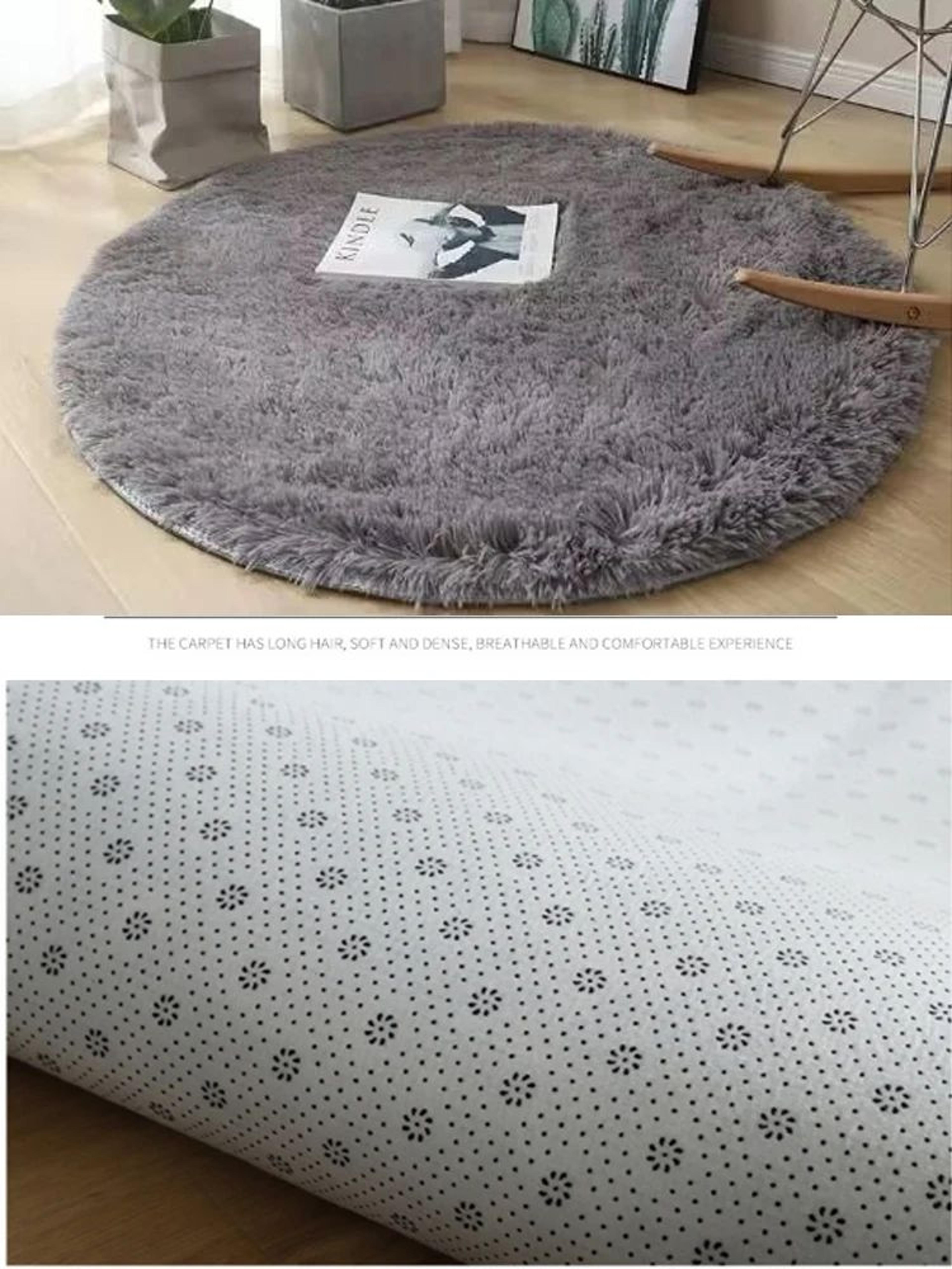 Round Plush Fluffy Rug Soft Carpet Non Slip Cozy Floor Mat 2