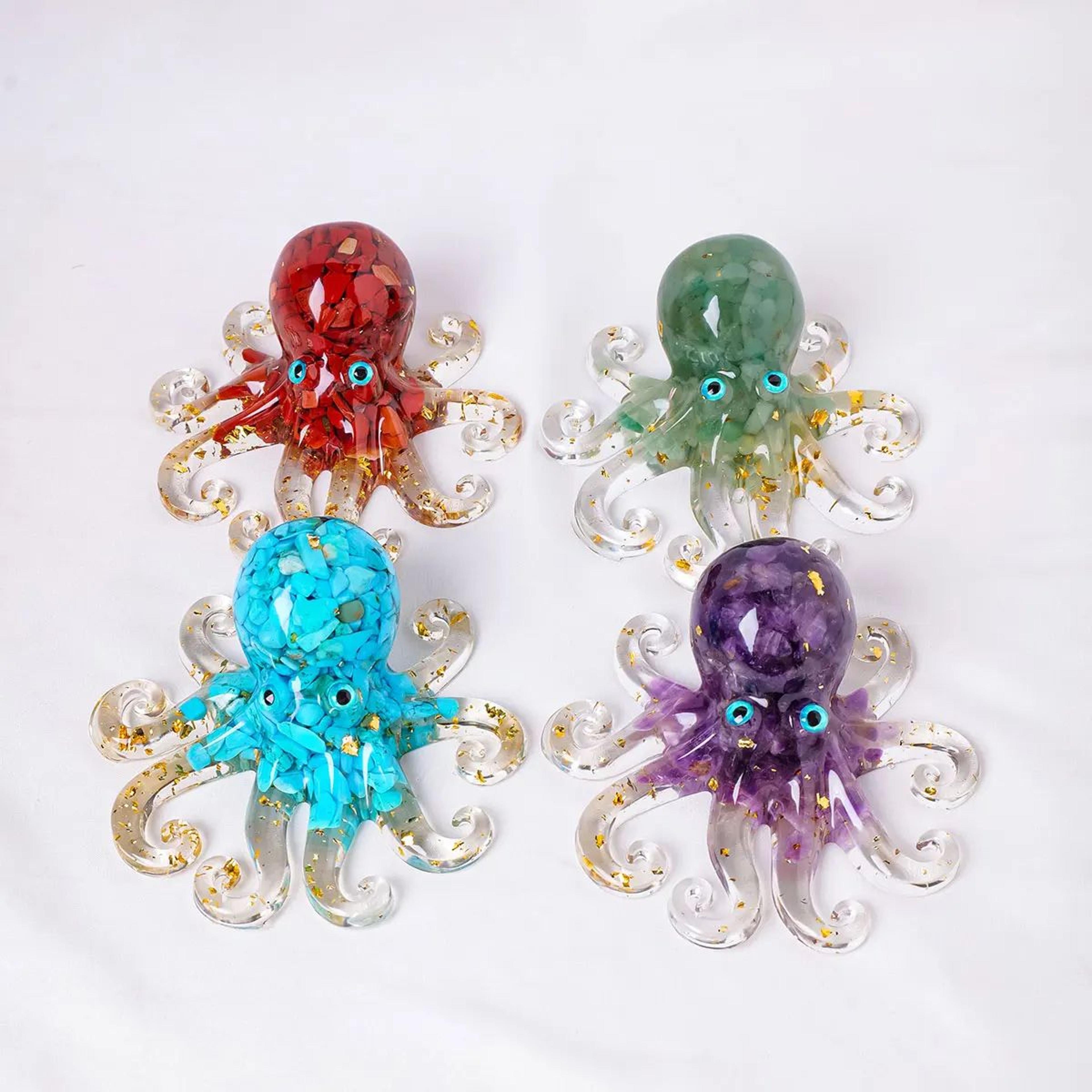 Natural Crystal Octopus Statue Decorative Resin Sculpture Reiki Stone Desk Ornament 3