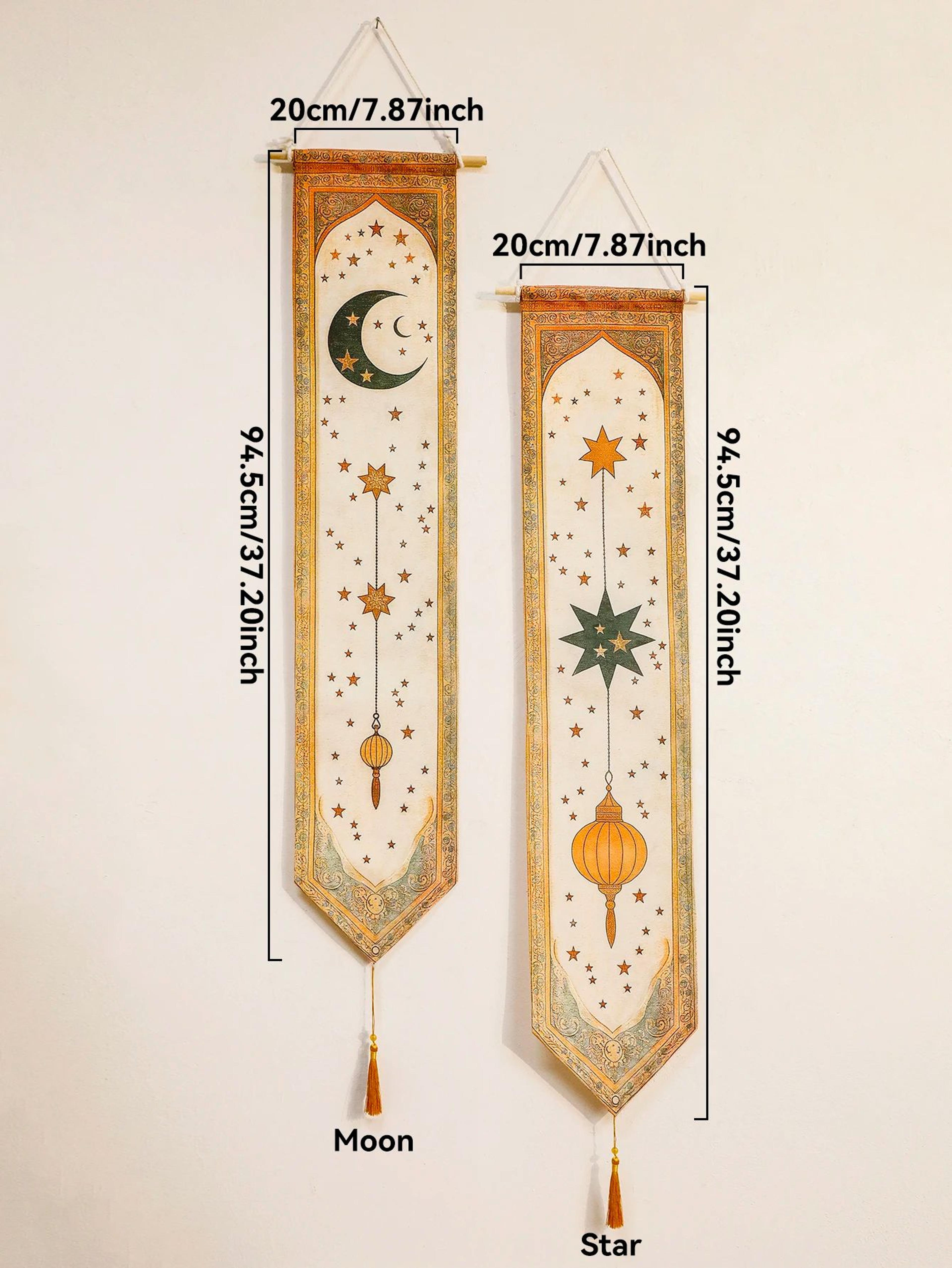 Ramadan Eid Mubarak Wall Banner Moon Star Islamic Decor Tapestry 5