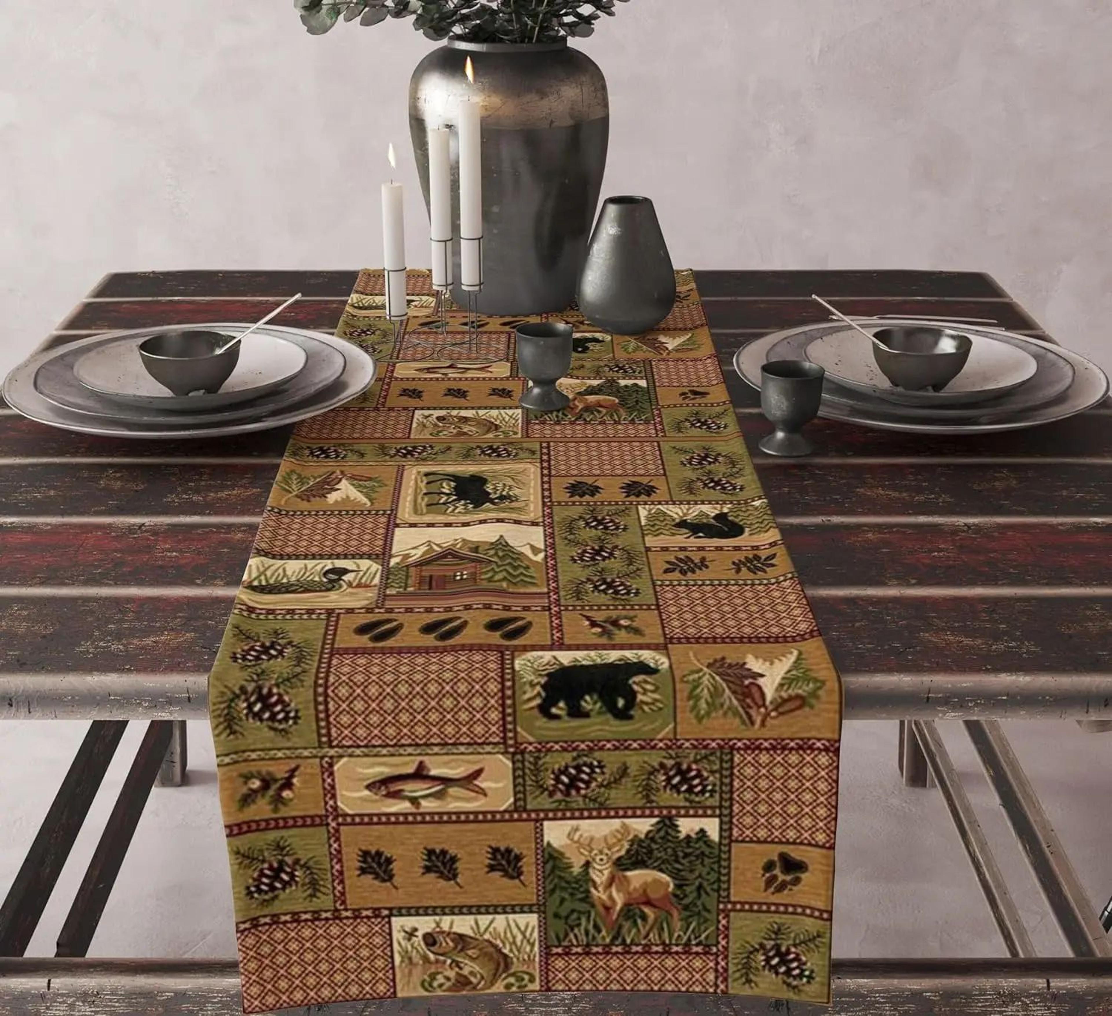 Aztec Boho Linen Table Runner Geometric Tribal Dining Table Decor 8