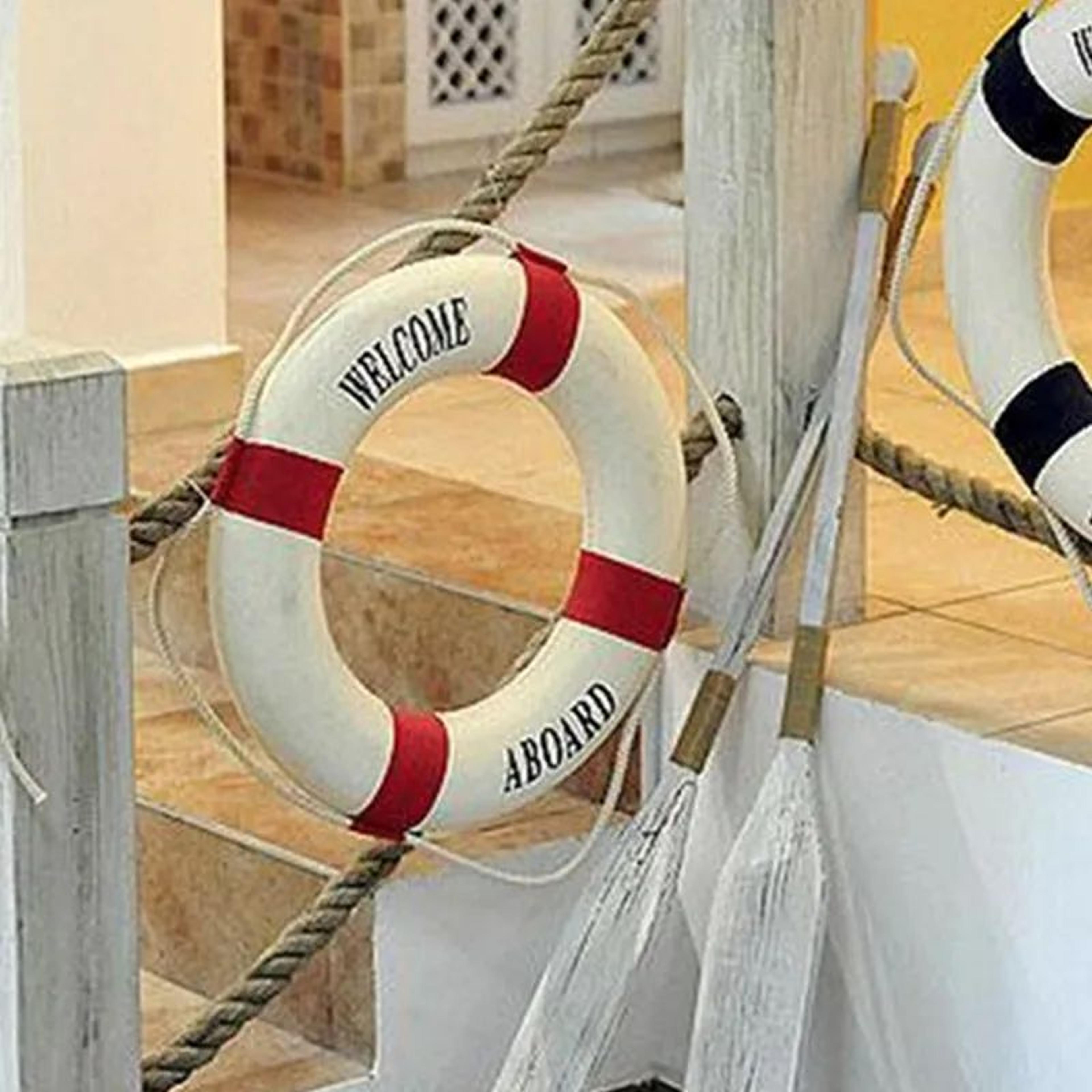 Nautical Life Buoy Wall Decor Beach Style Welcome Hanging 3