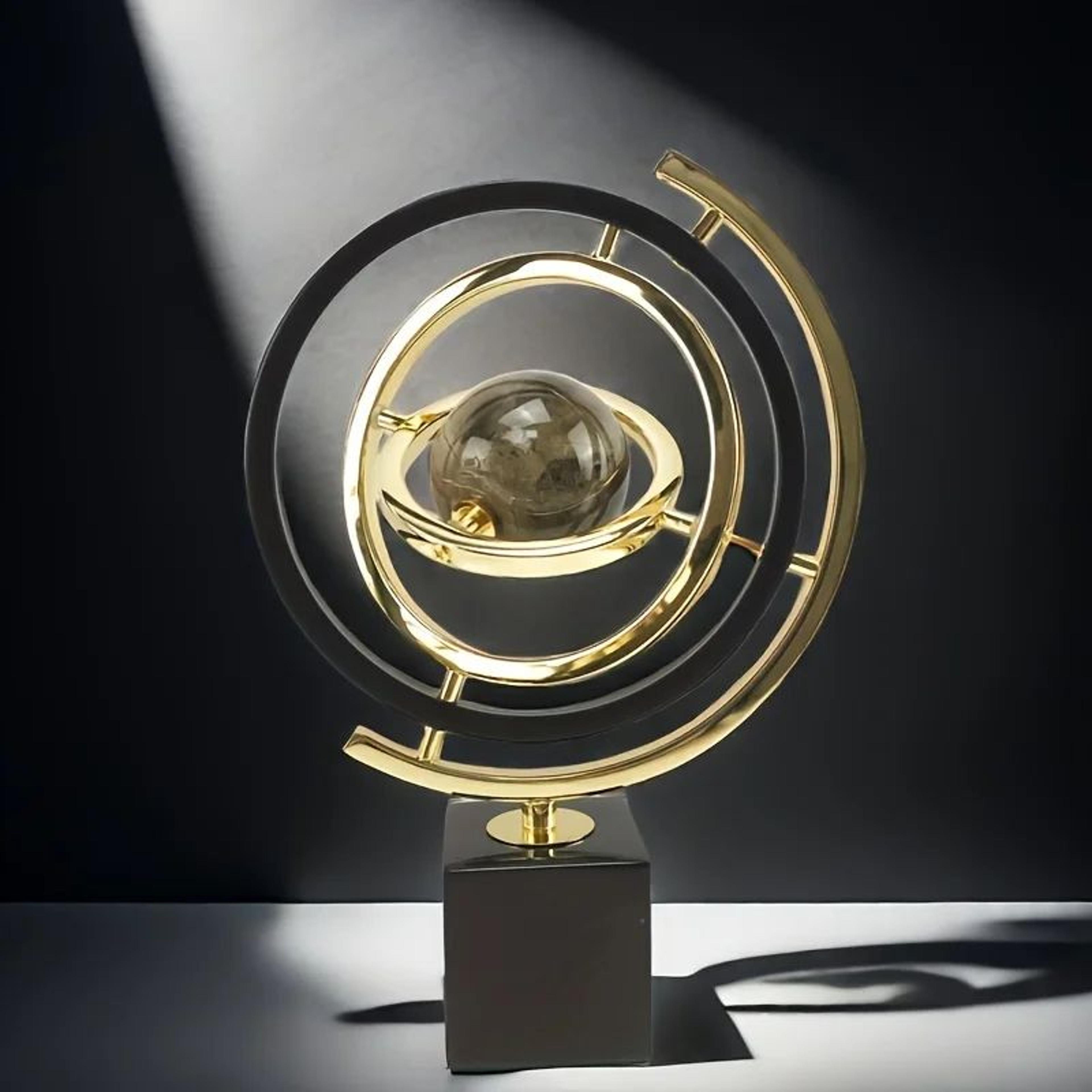 Modern Metal Globe Sculpture Black Gold Abstract Desk Decor 4