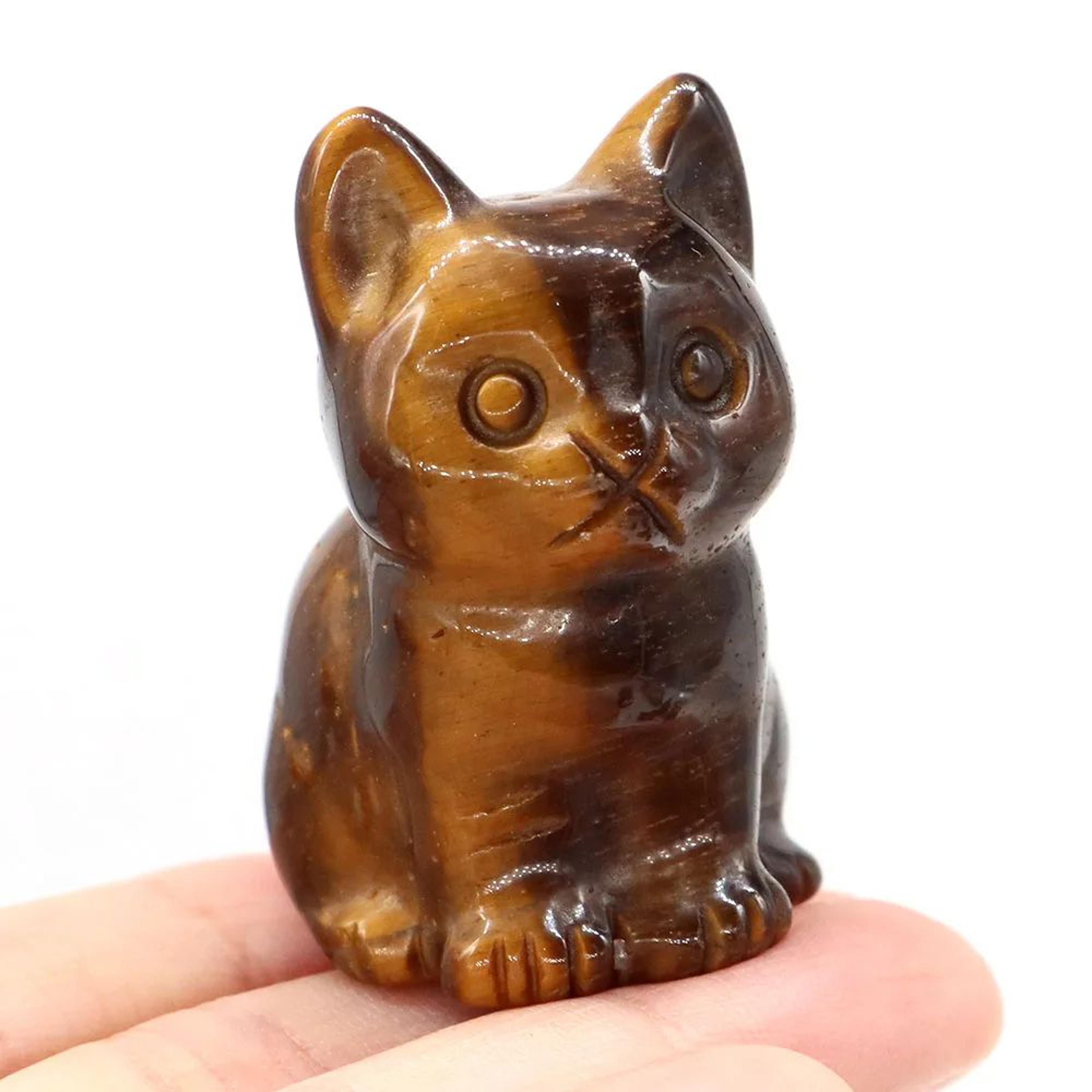 Natural Crystal Cat Statue Amethyst Healing Stone Animal Figurine 4