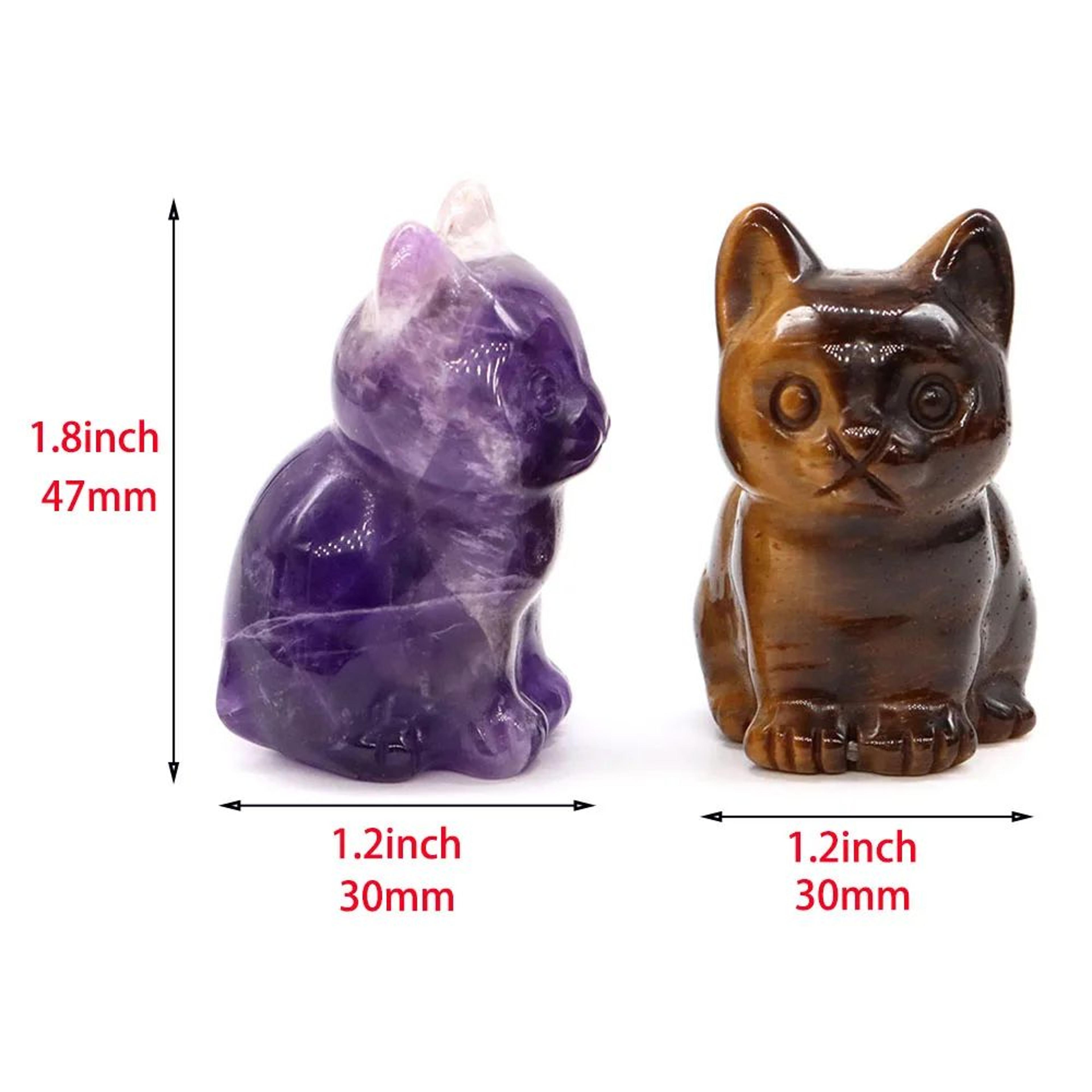 Natural Crystal Cat Statue Amethyst Healing Stone Animal Figurine 5