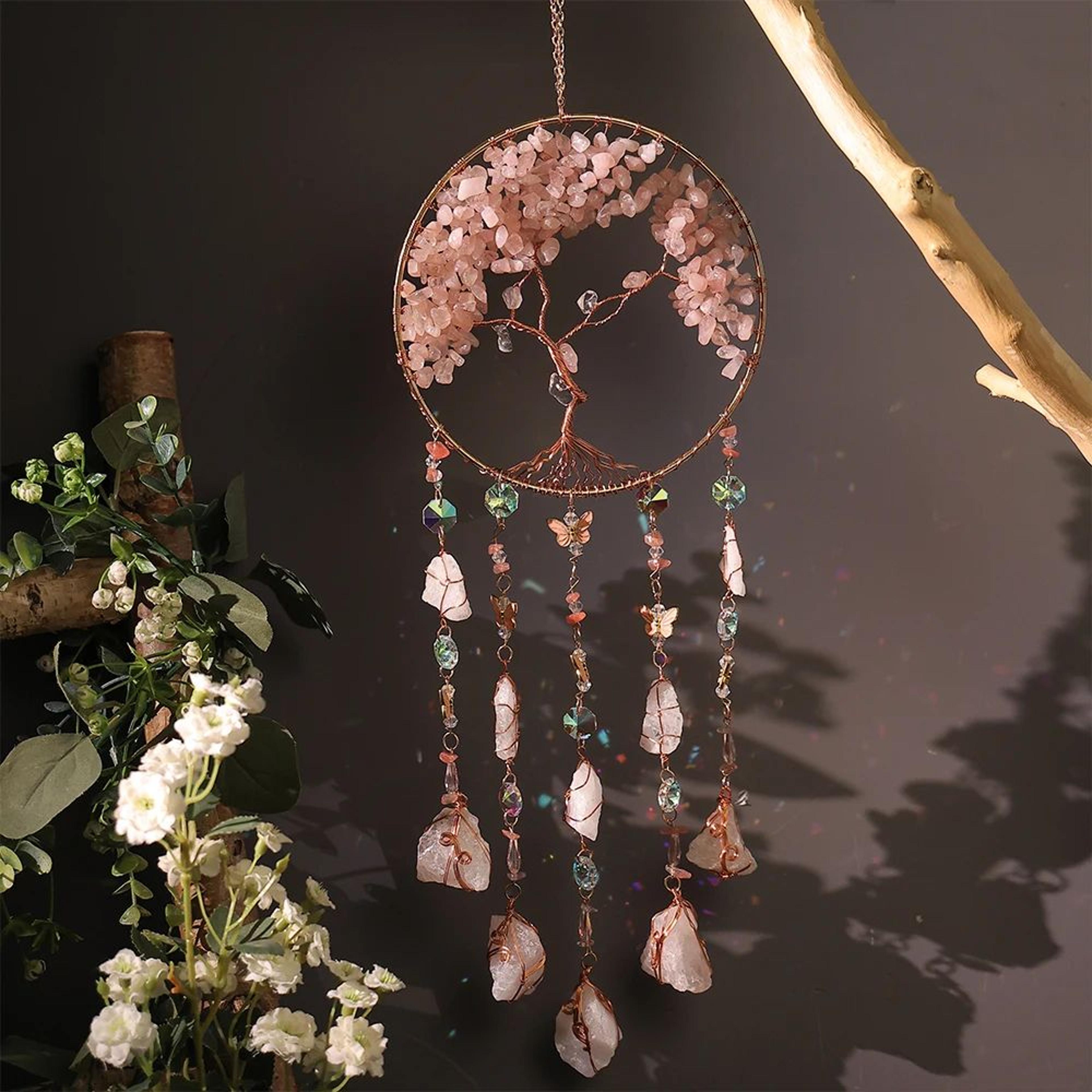 Natural Agate Dream Catcher Crystal Moon Star Wall Hanging Decor 1