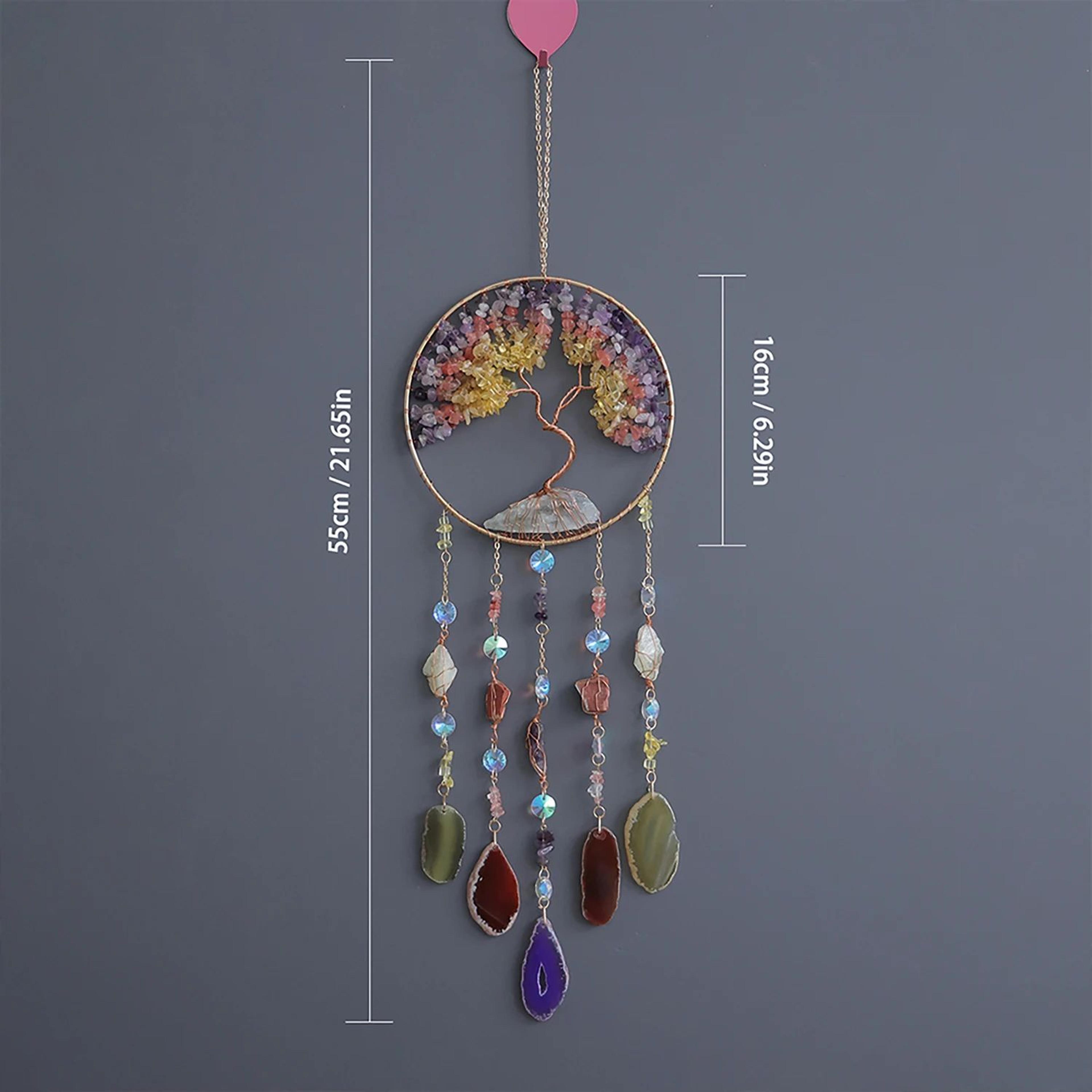 Natural Agate Dream Catcher Crystal Moon Star Wall Hanging Decor 6
