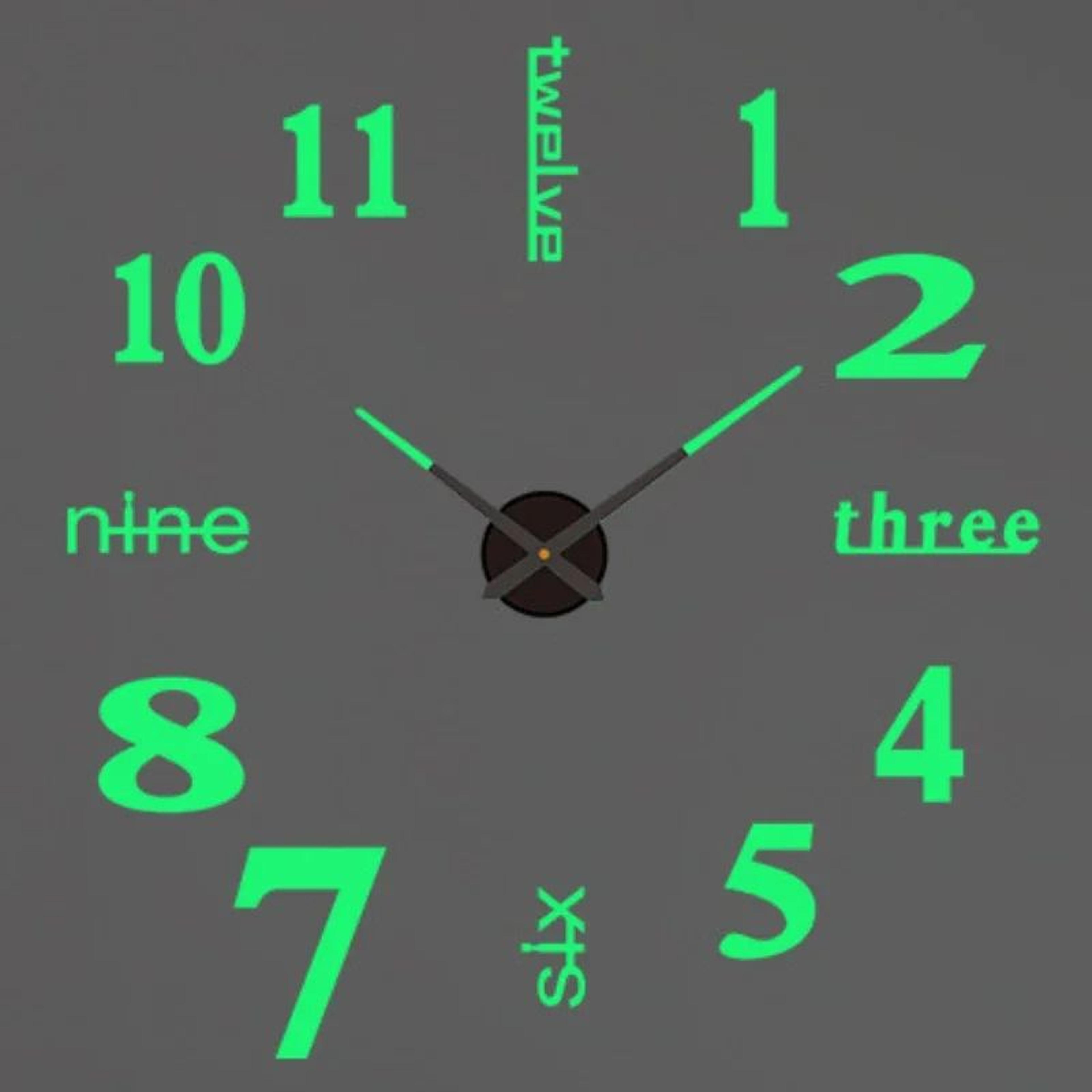 Large 3D Wall Clock Luminous DIY Modern Silent Wall Decor 24