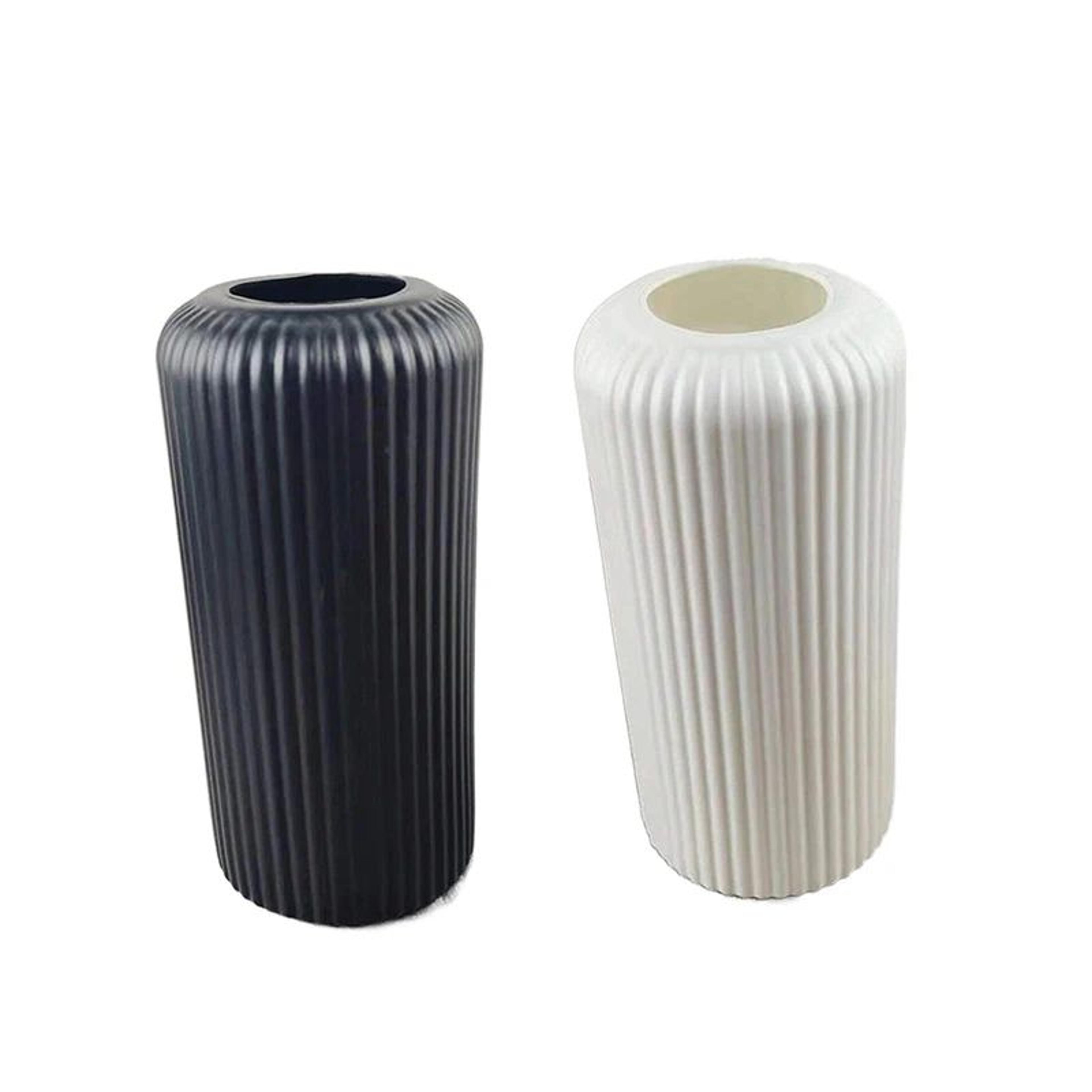 Striped Modern Decorative Flower Vase Lightweight Ceramic Look Home Accent 5