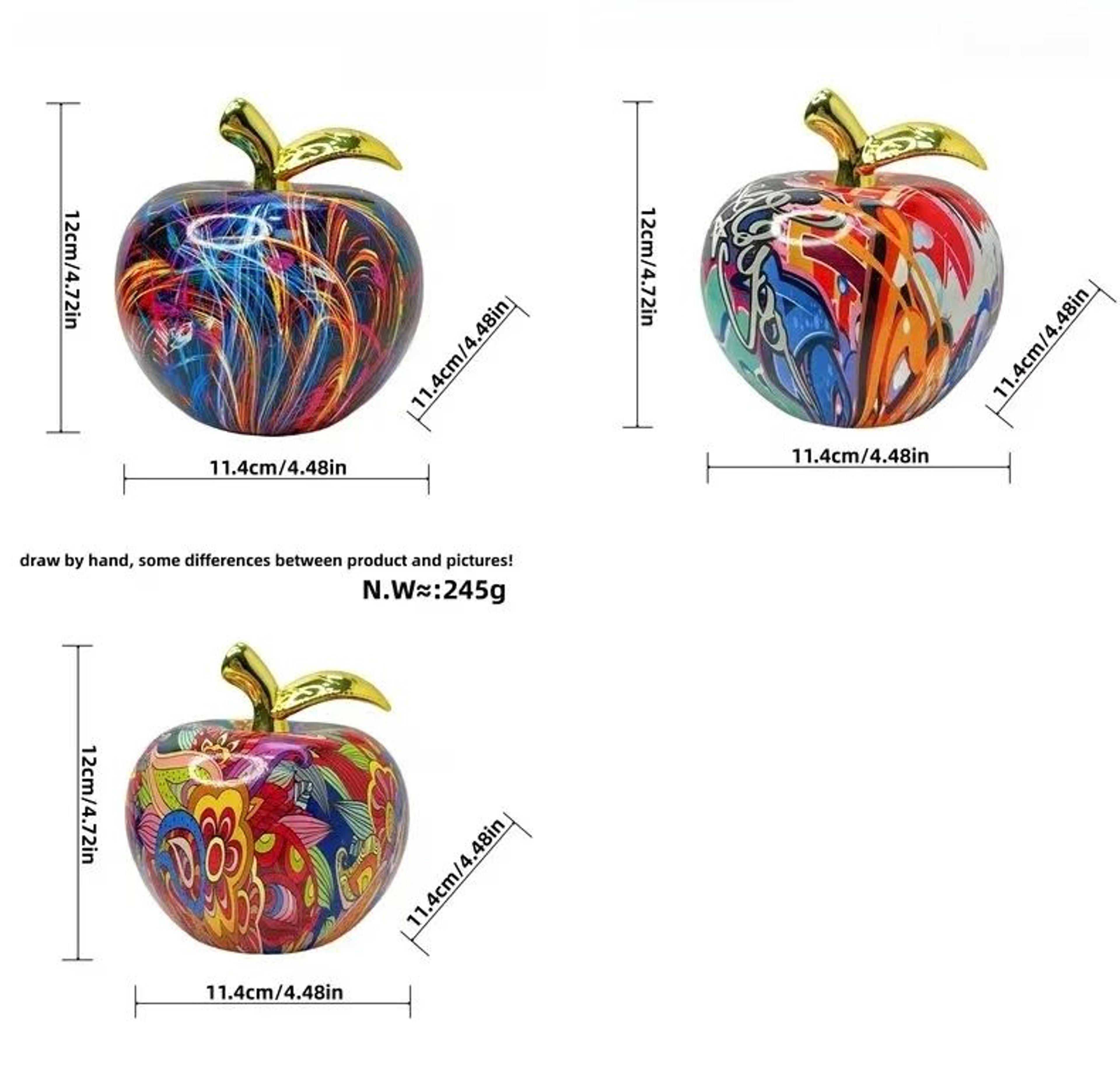 Colorful Abstract Apple Sculpture Modern Resin Art Home Office Decor 5