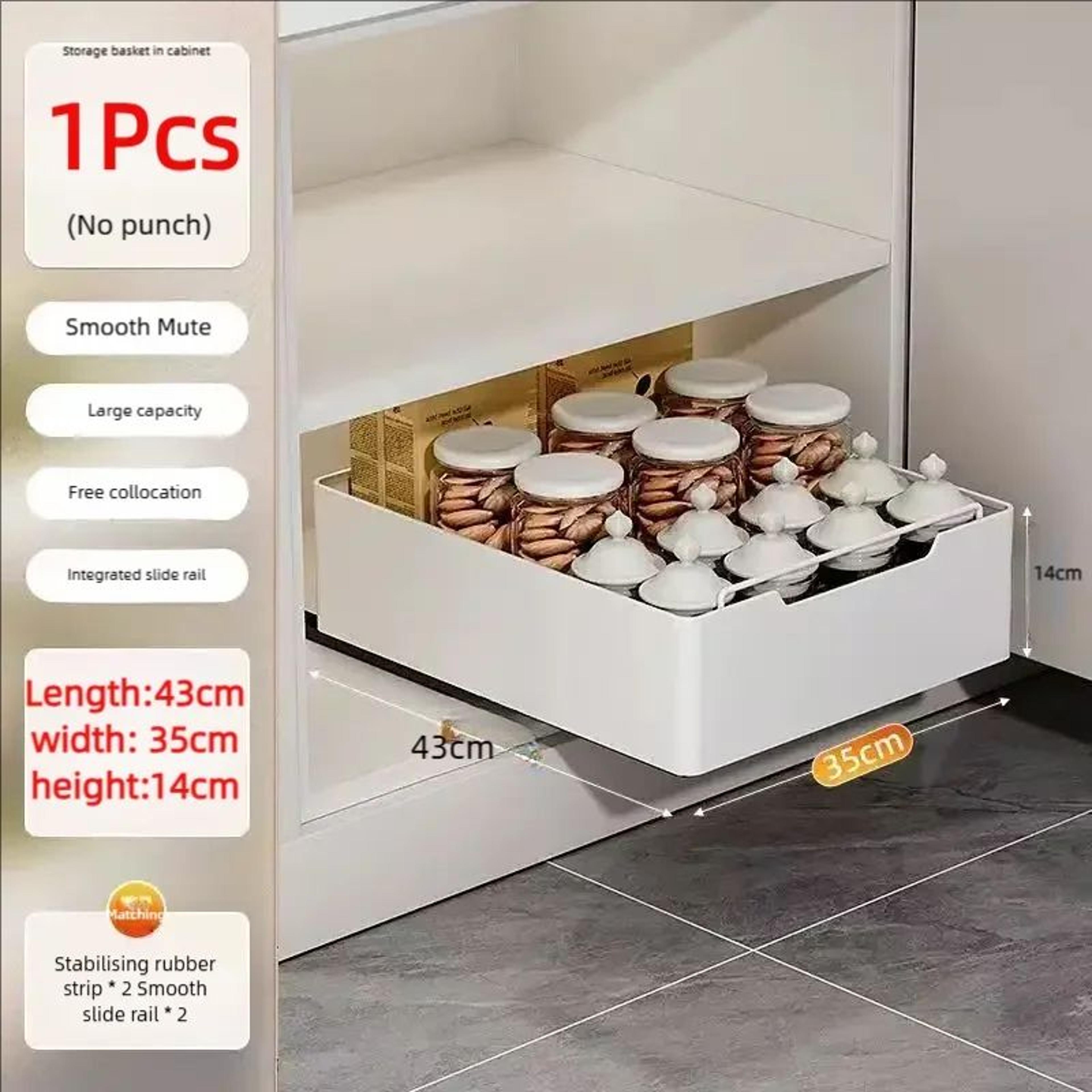 Pull Out Kitchen Cabinet Organizer Slide Rail Storage Rack Spice Drawer Shelf 9