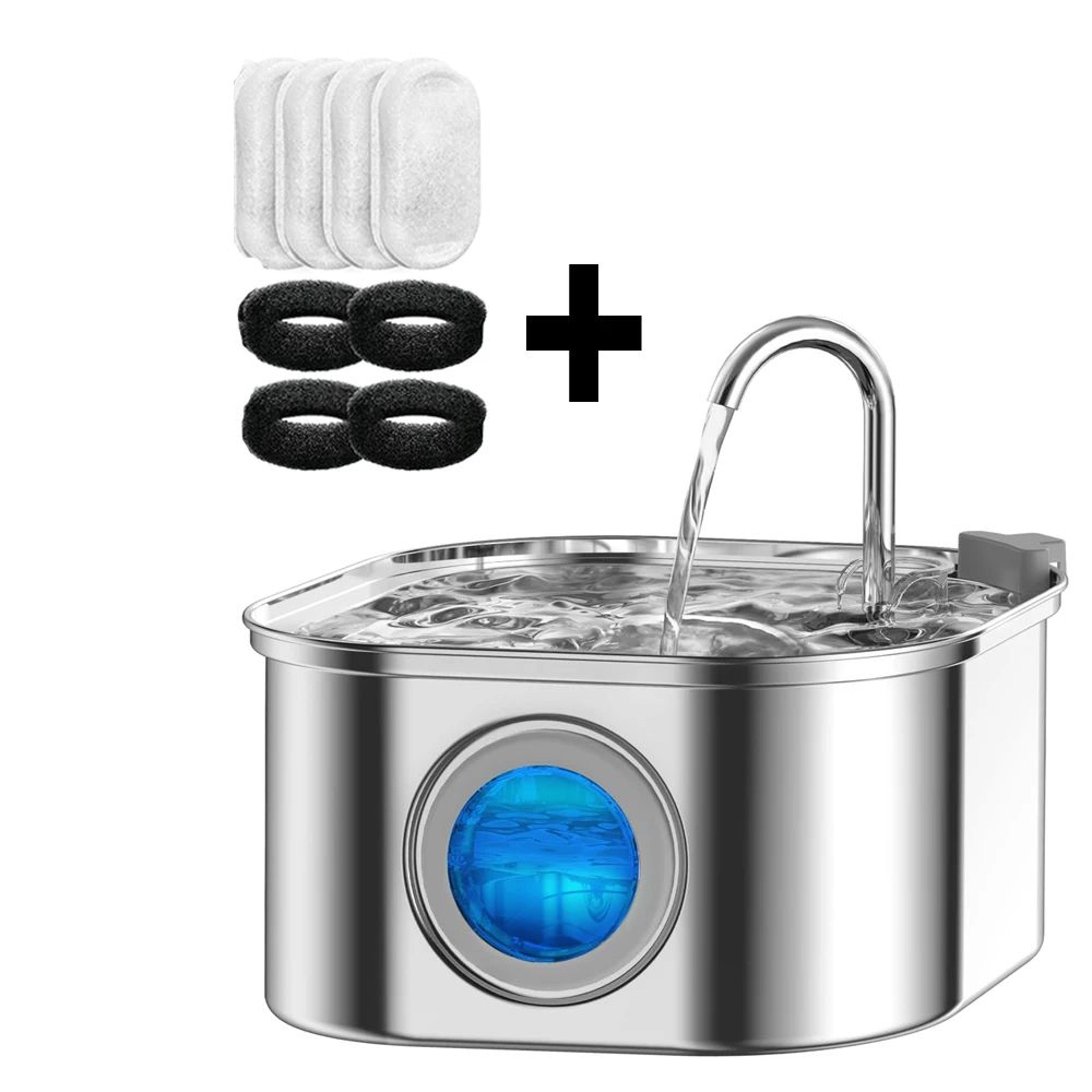 PureFlow Stainless Steel Cat Water Fountain With Smart Sensor 3