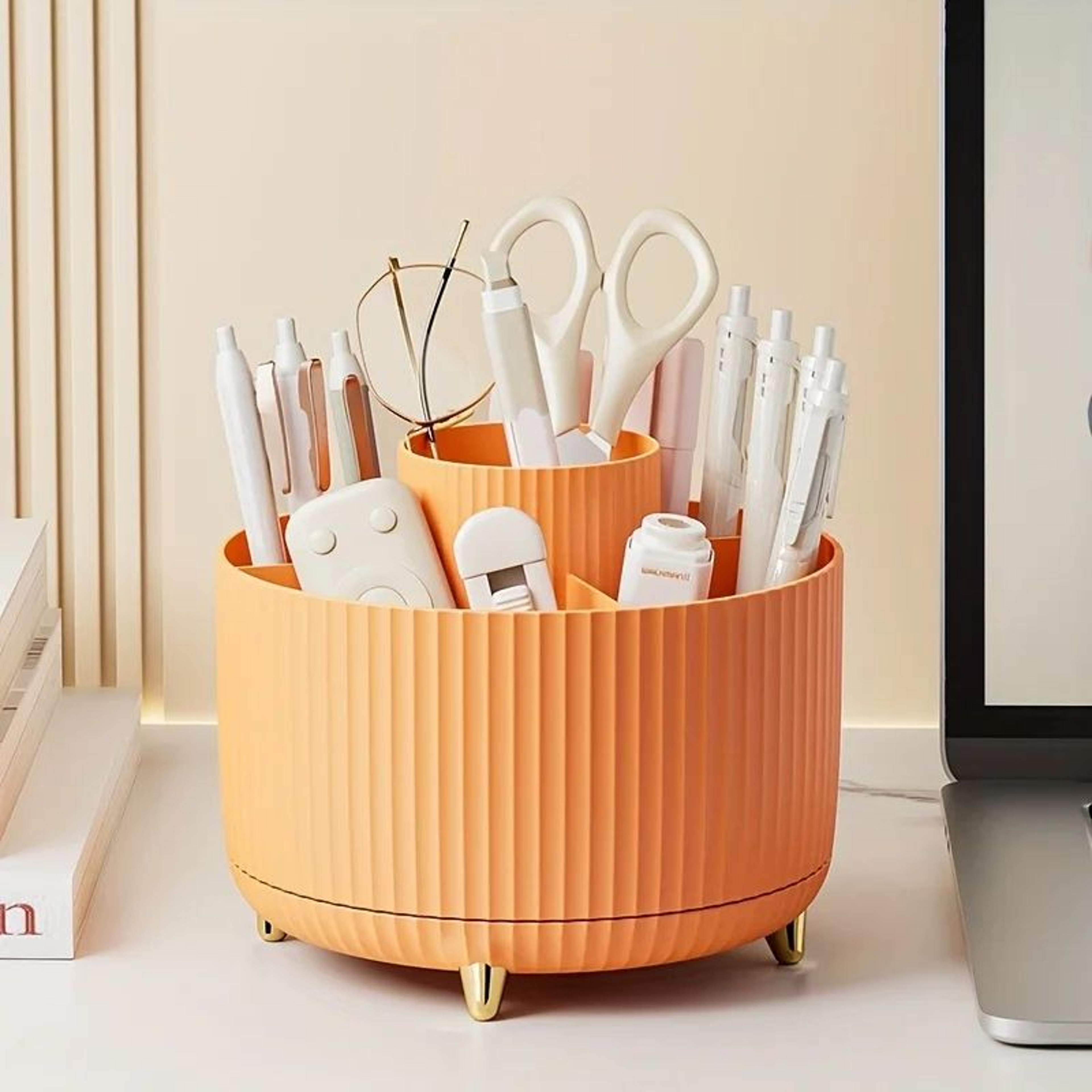 360 Degree Rotating Makeup Organizer Cosmetic Storage Box With 5 Compartments 11