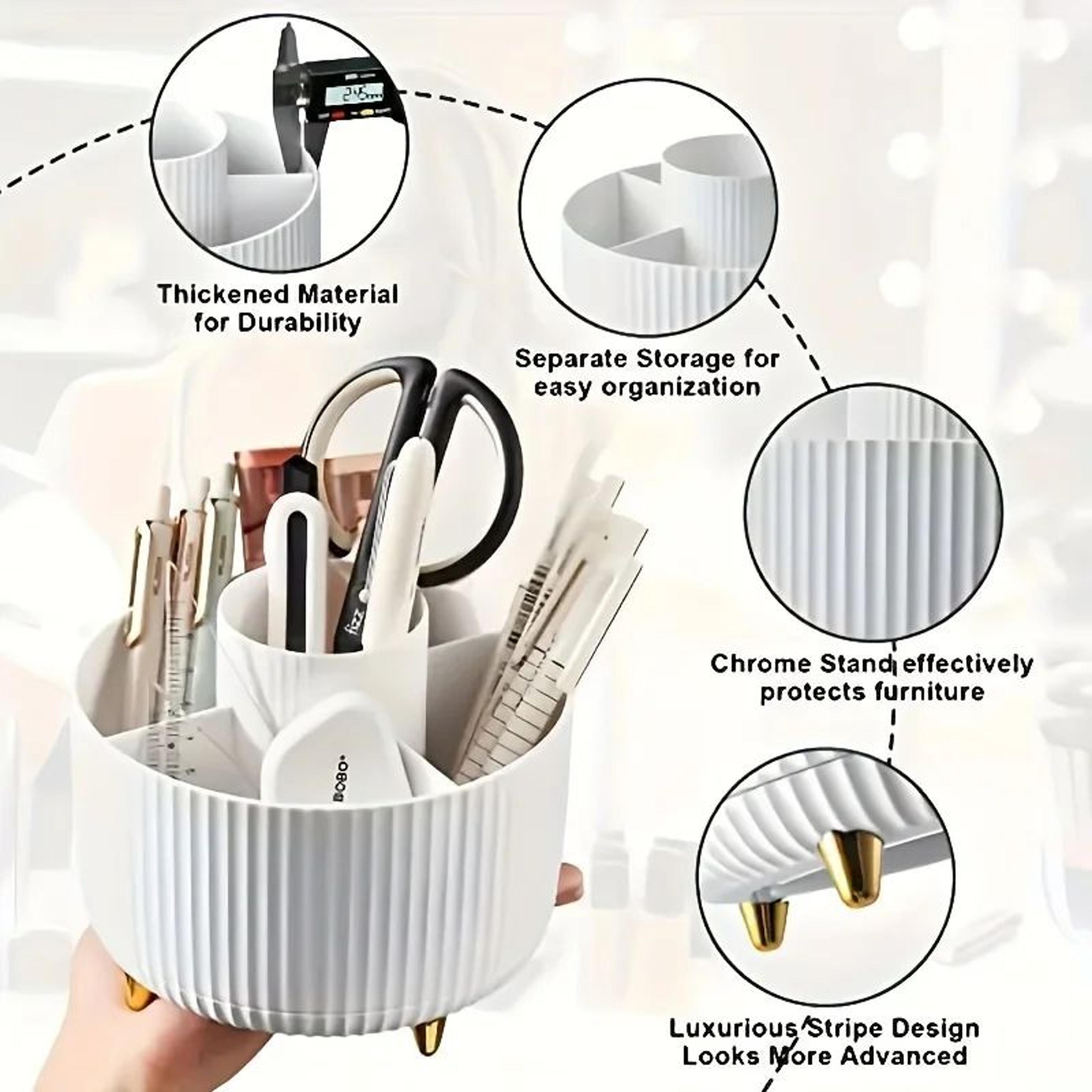 360 Degree Rotating Makeup Organizer Cosmetic Storage Box With 5 Compartments 1