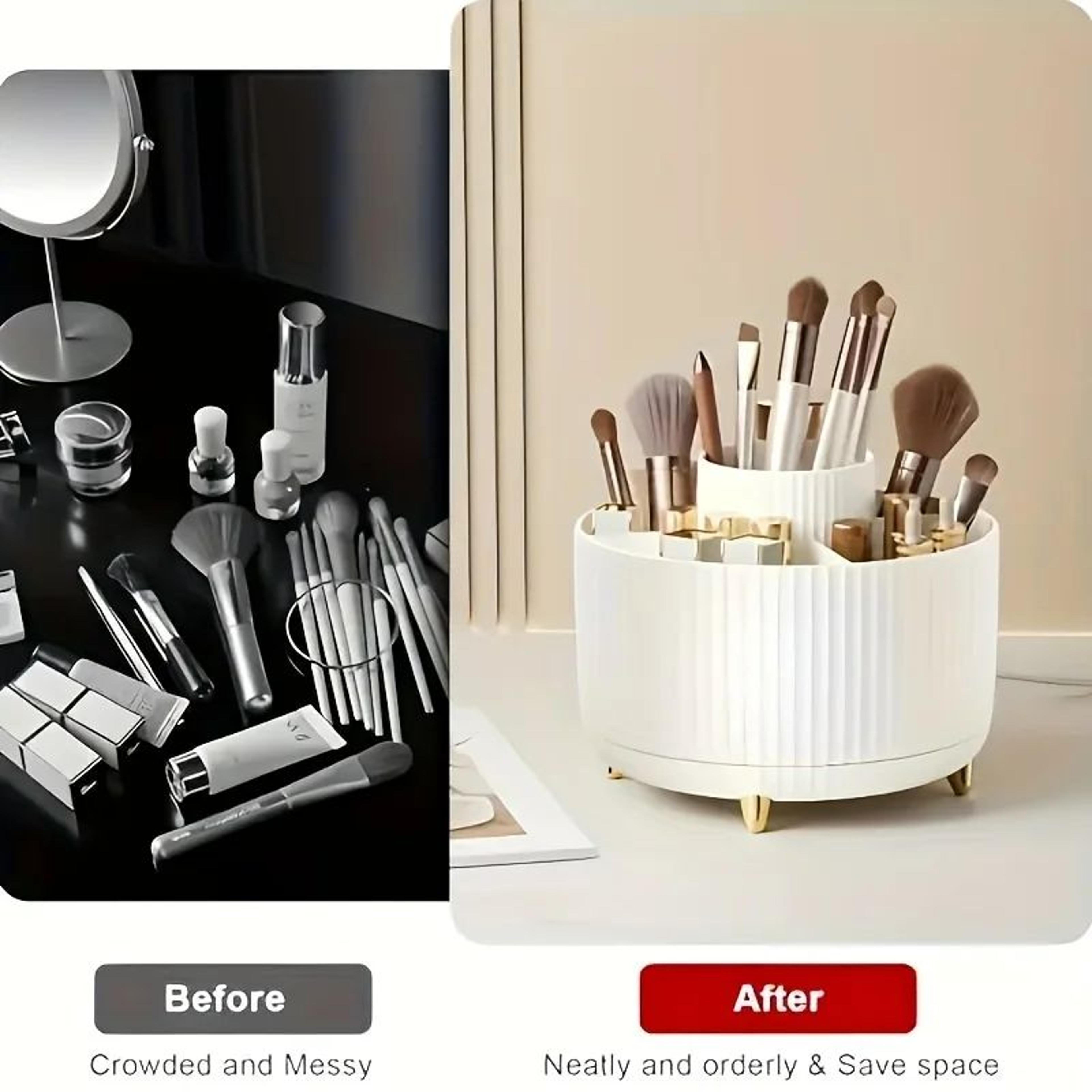 360 Degree Rotating Makeup Organizer Cosmetic Storage Box With 5 Compartments 4