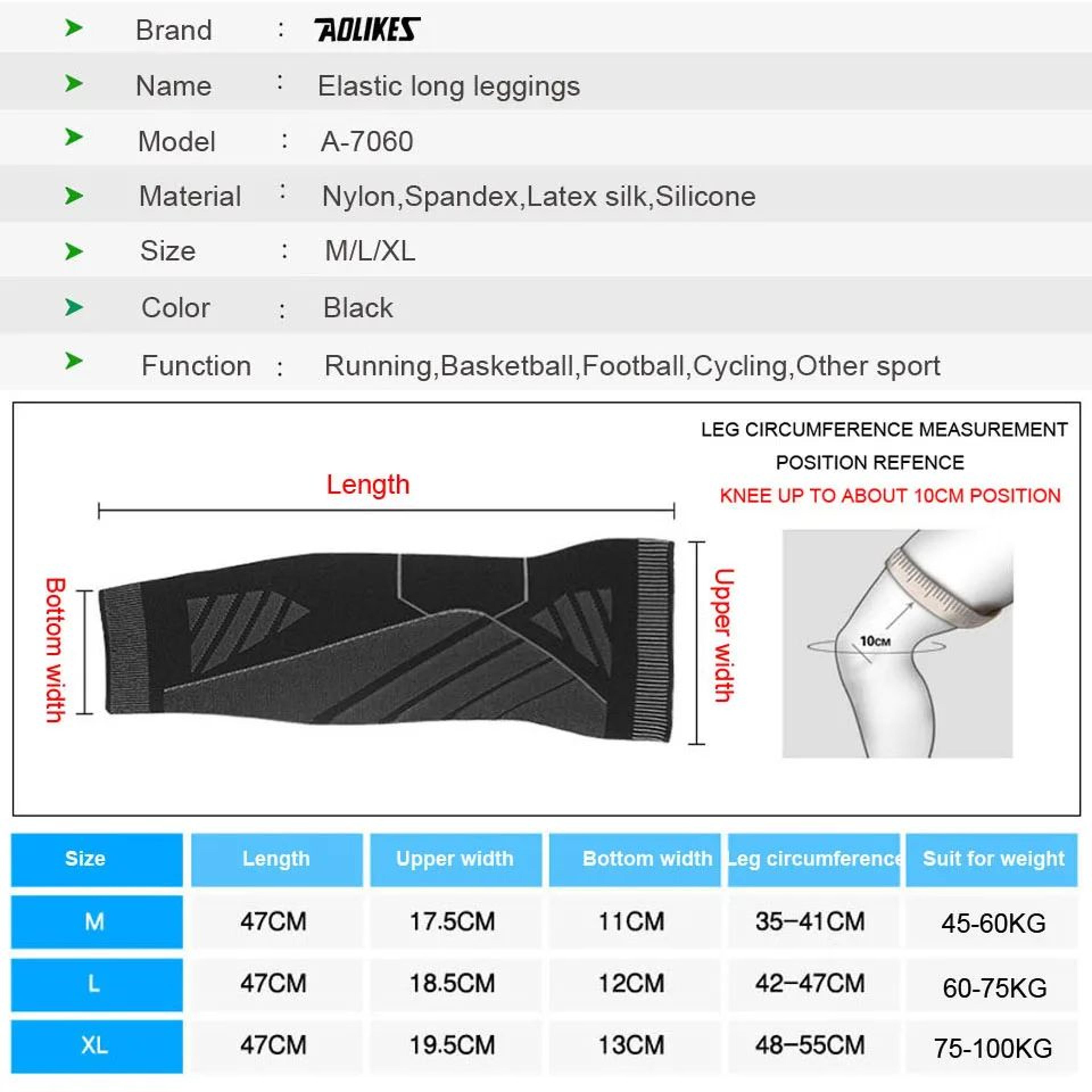 Full Leg Compression Sleeve With Knee Support For Sports And Training 1