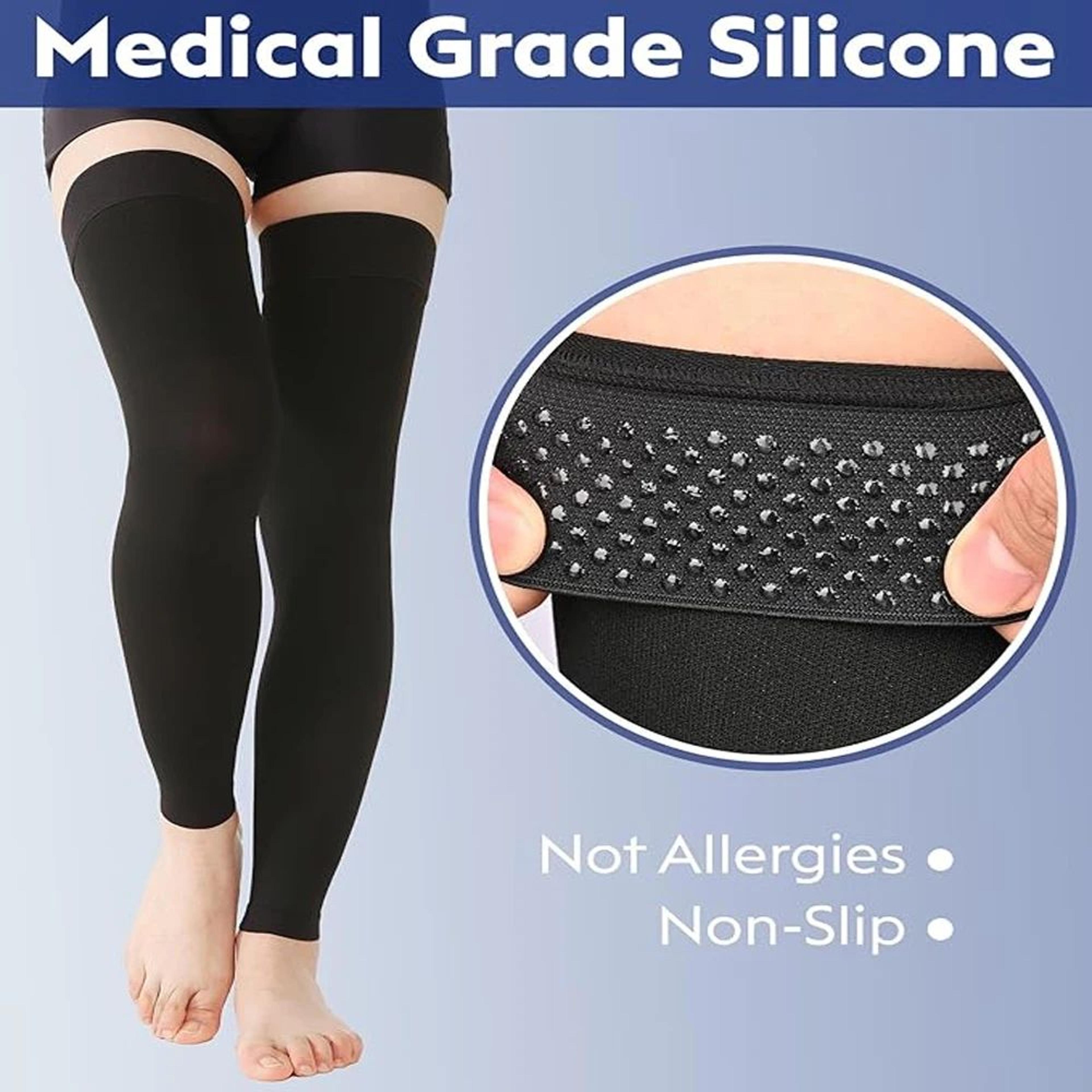 Thigh High Compression Stockings Footless Compression Socks With Silicone Grip For Travel Work And  4