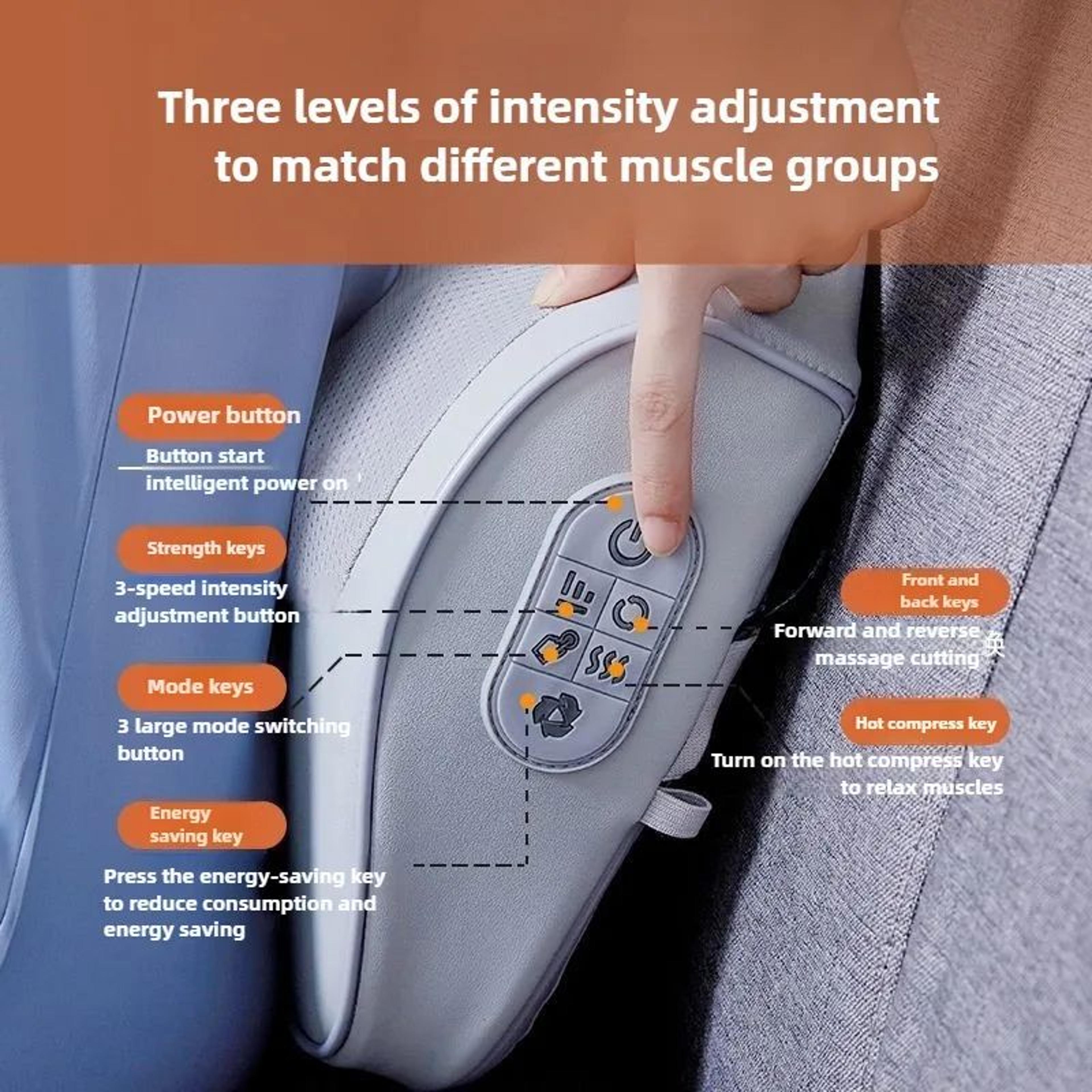Heated Shiatsu Neck Massage Pillow With Airbag Stretch And Back Support 4