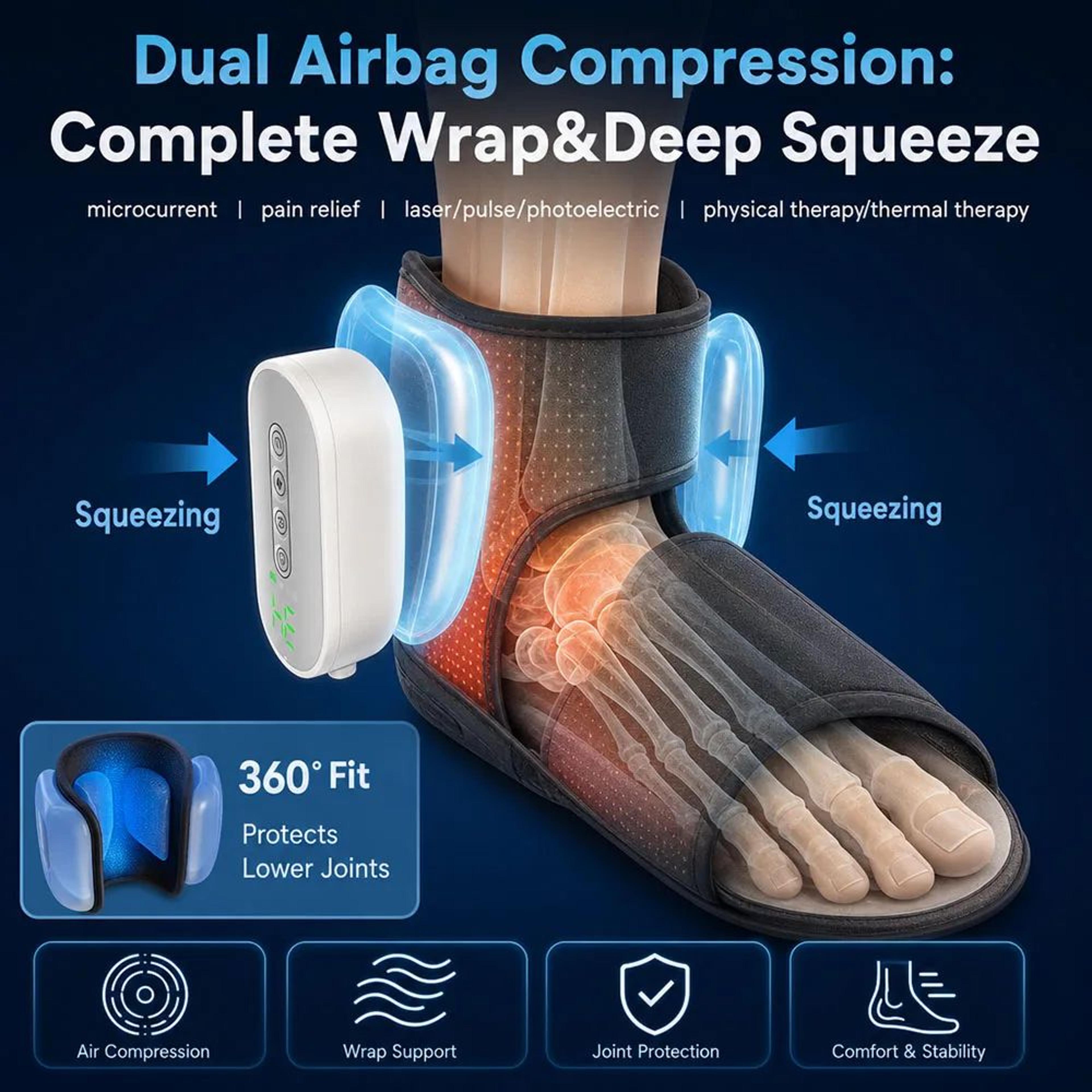 Cordless Heated Ankle Compression Massager With Air Compression Therapy 1