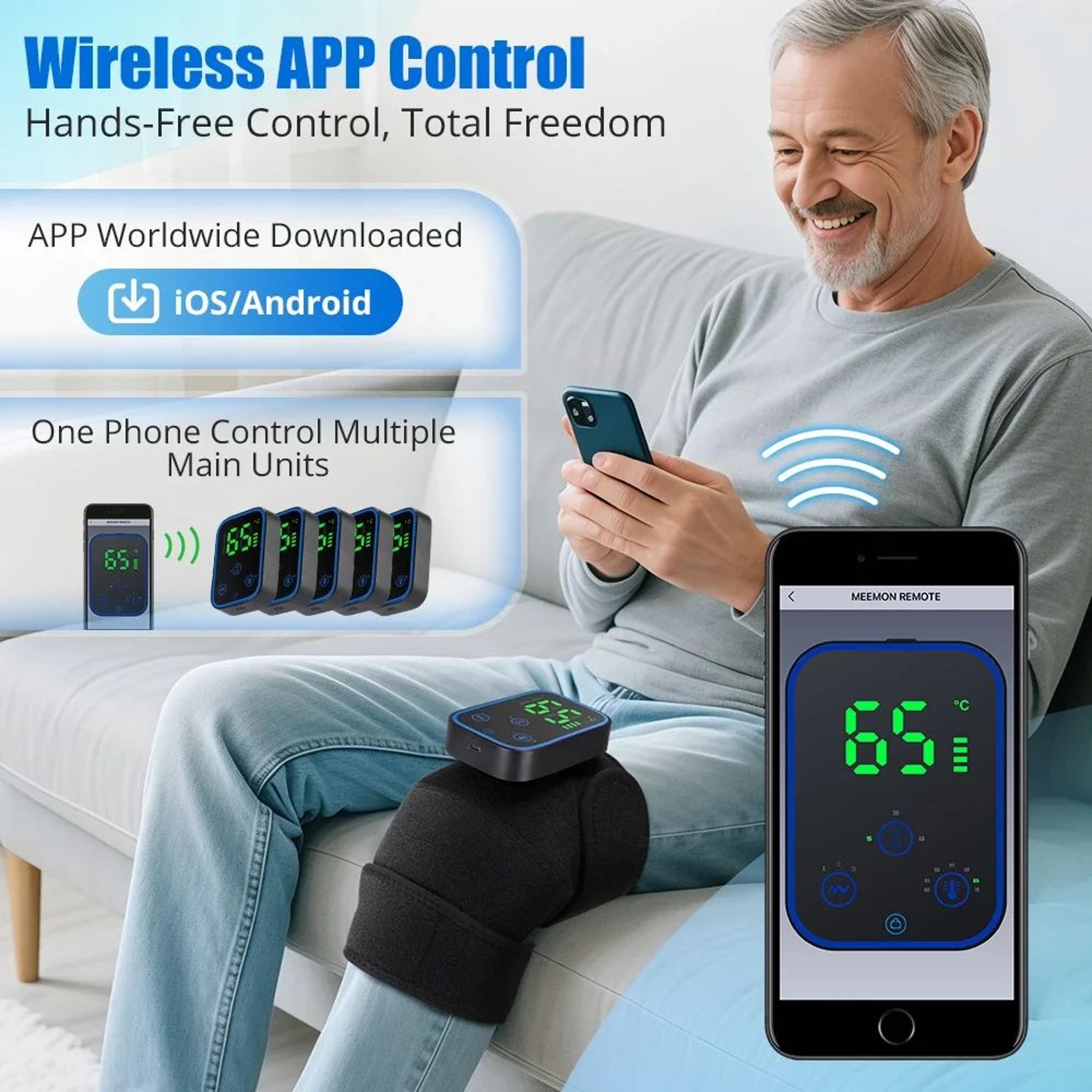 Wireless Graphene Heated Knee Massager With Vibration Therapy And App Control 1