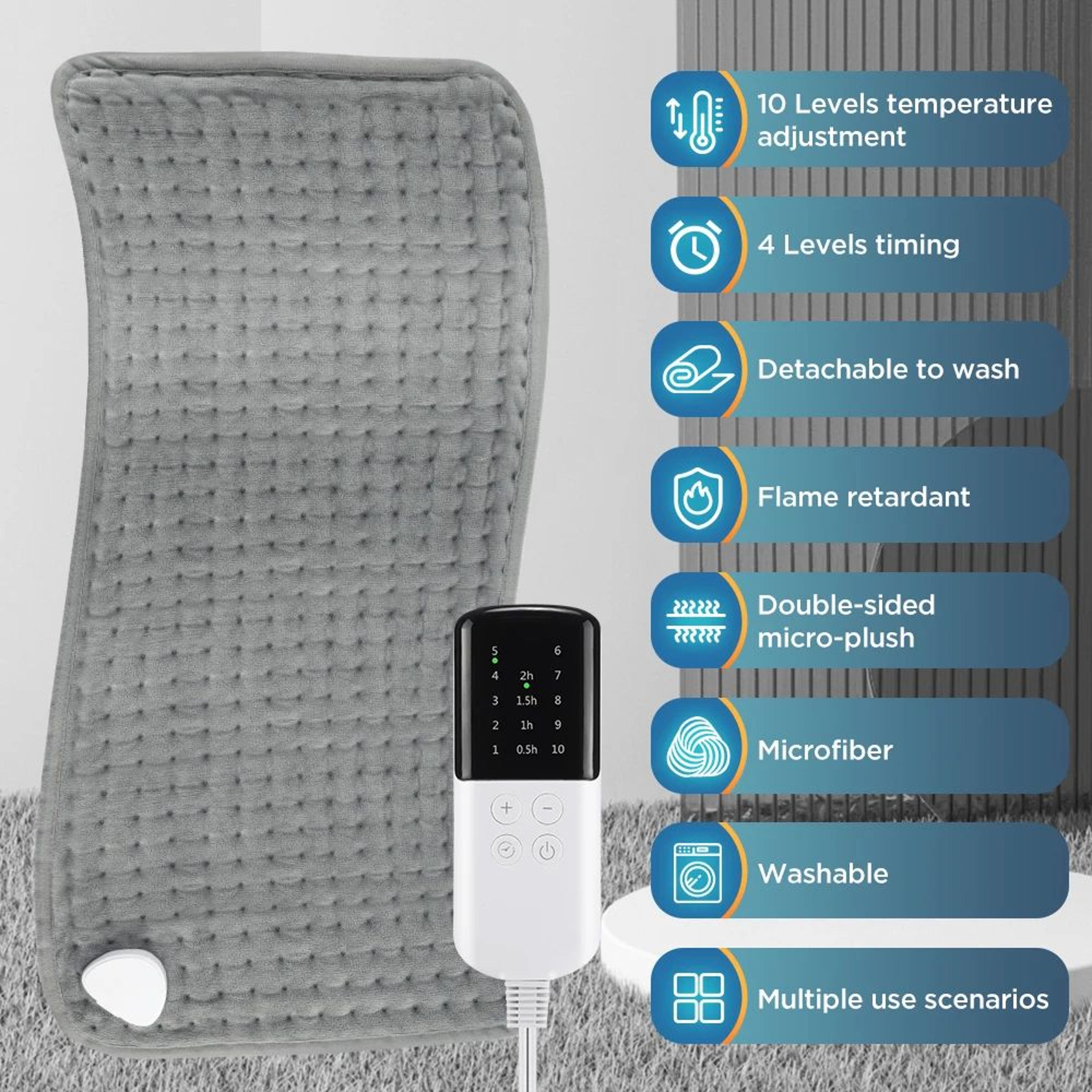 Electric Heating Pad With 9 Temperature Settings For Hands Feet And Legs 2