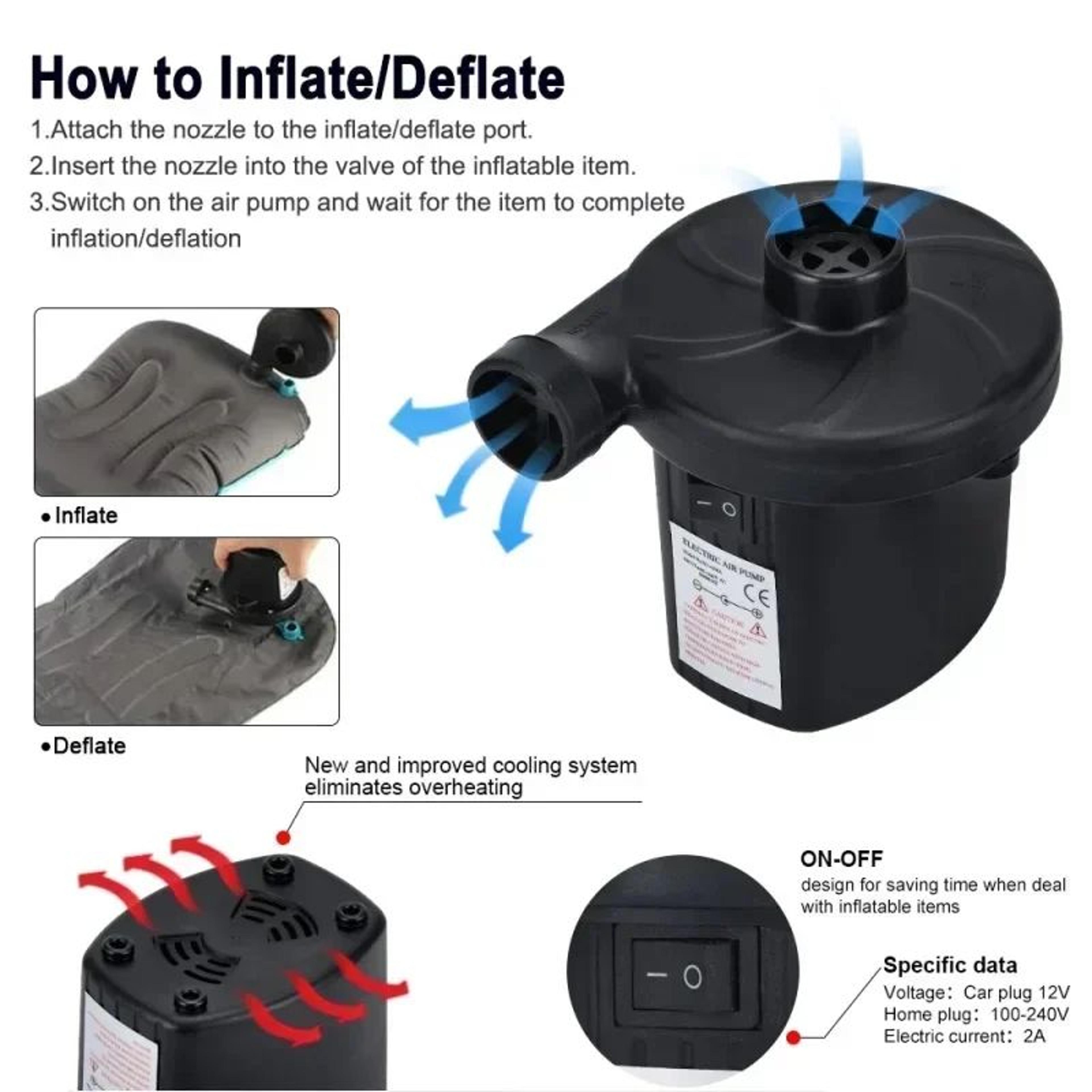 Portable Electric Air Pump Mini Inflator For Air Mattress Pool Floats And Camping Gear 3