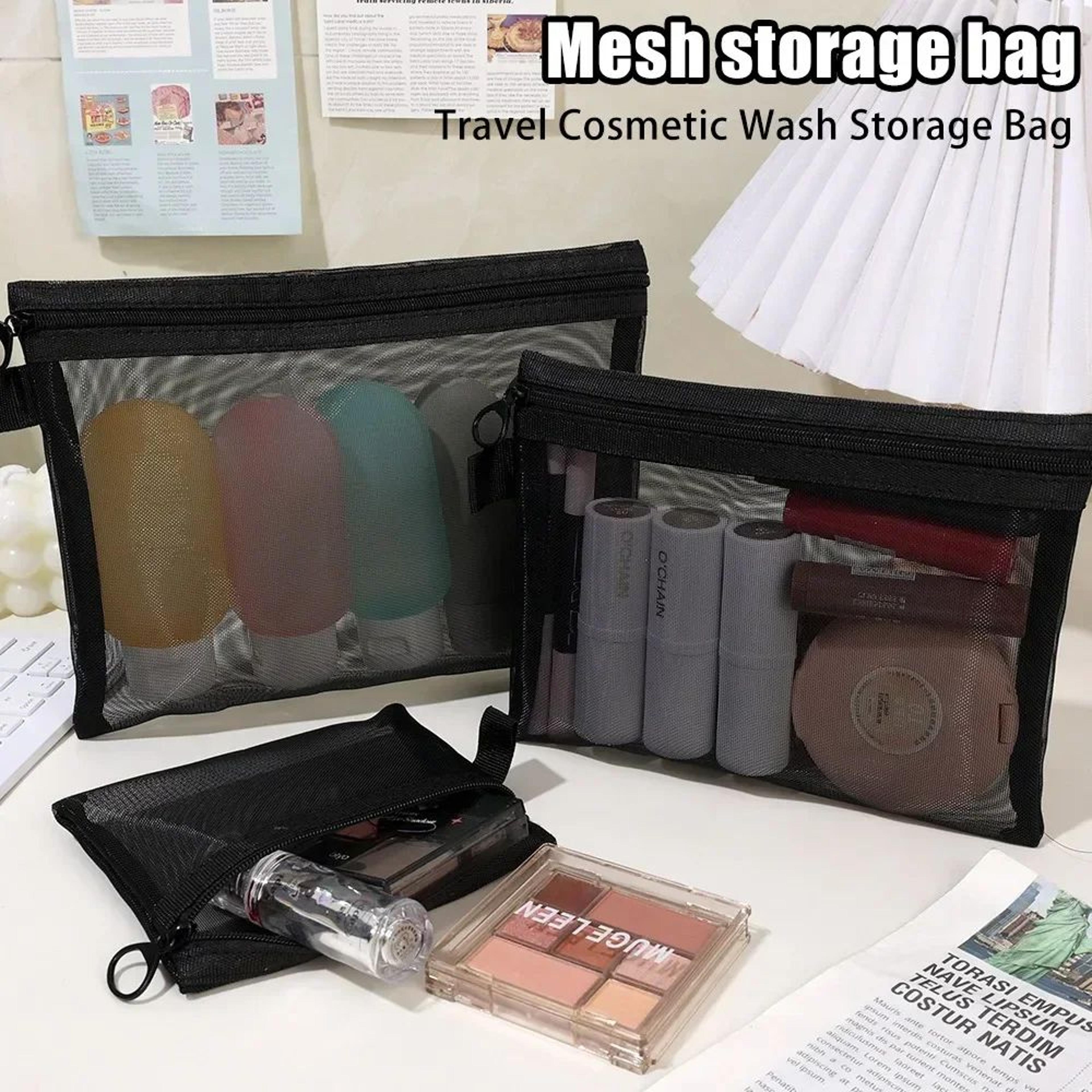 Mesh Zipper Cosmetic Storage Bag Travel Organizer Pouch 1