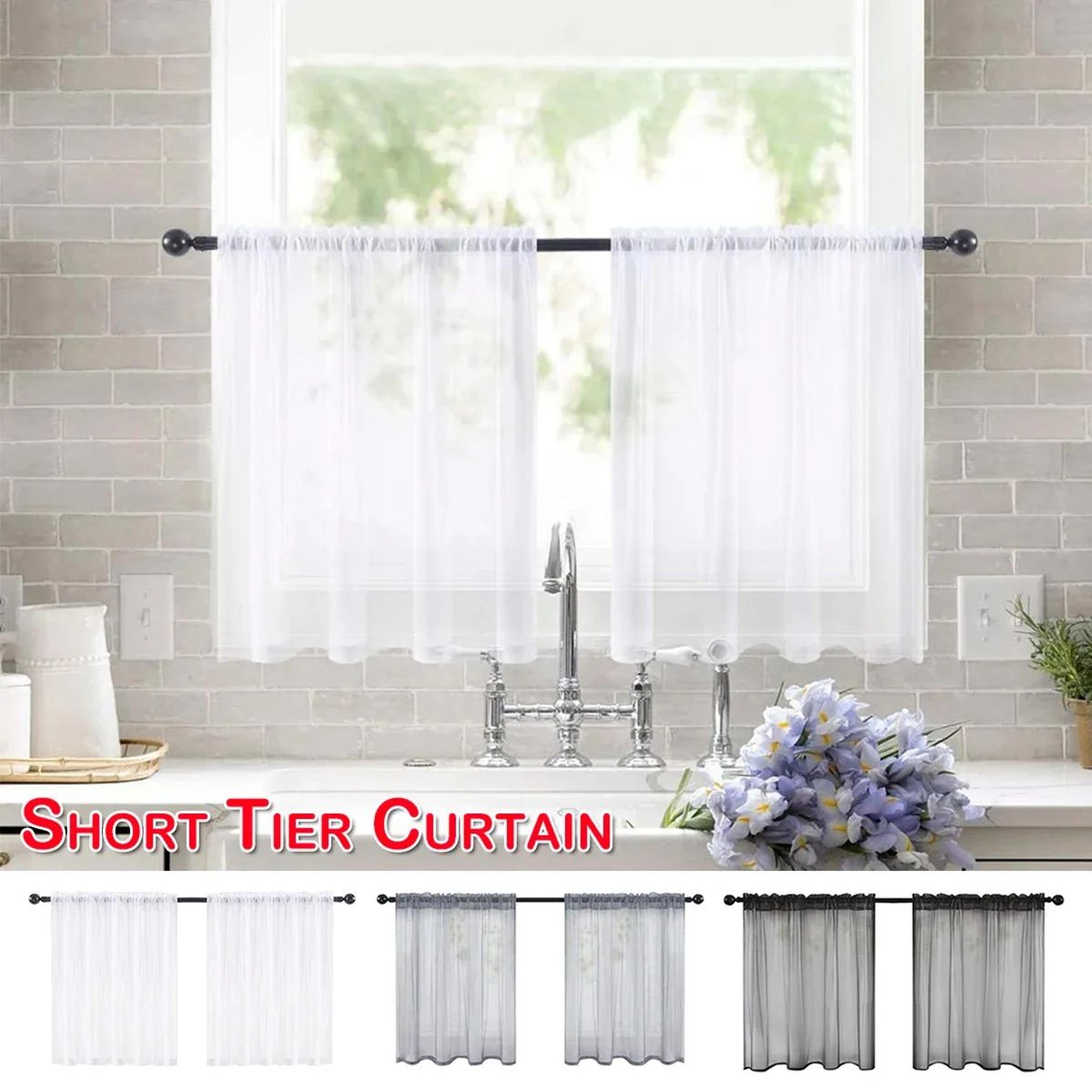 short sheer voile window curtains