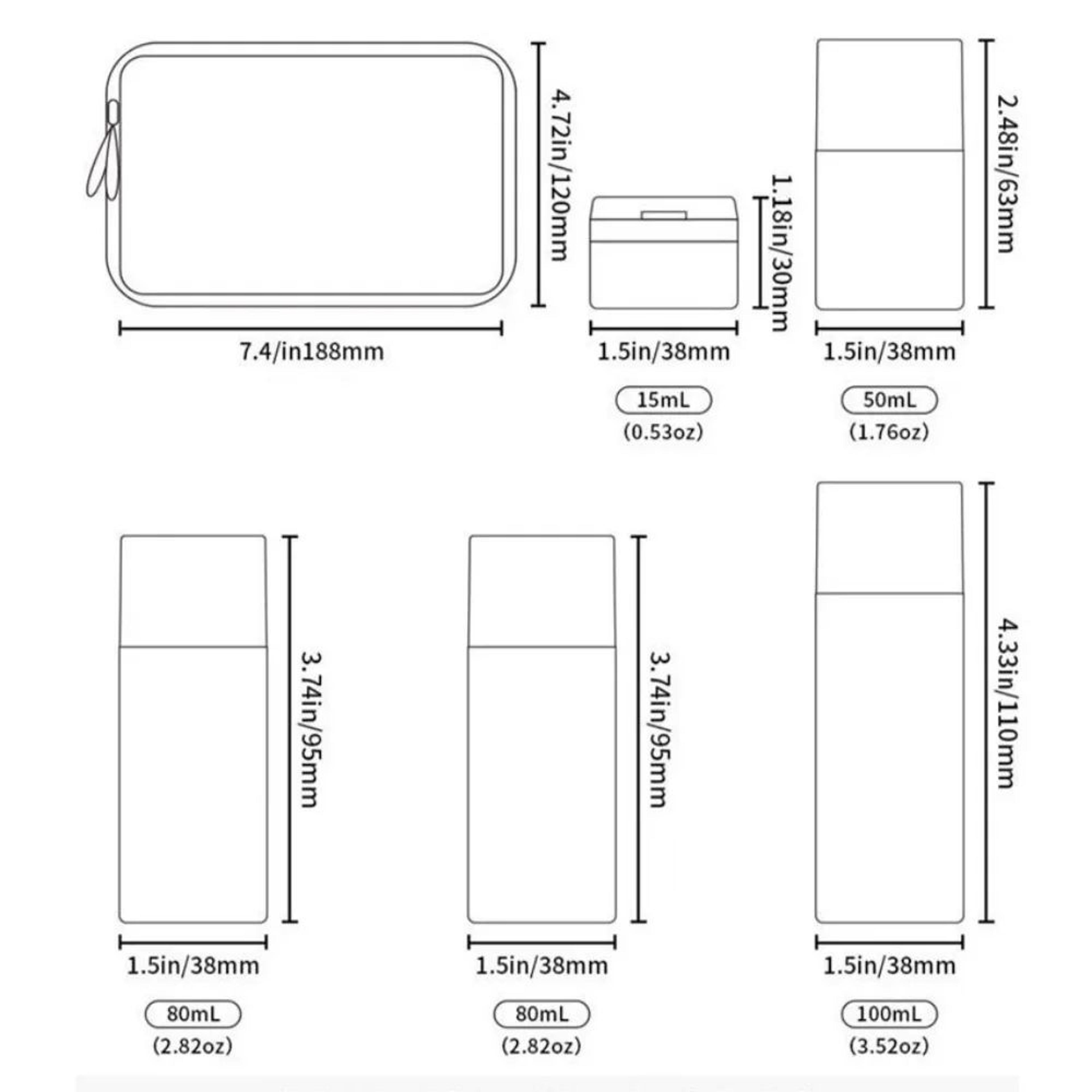 5 Piece Travel Toiletry Bottle Set 1