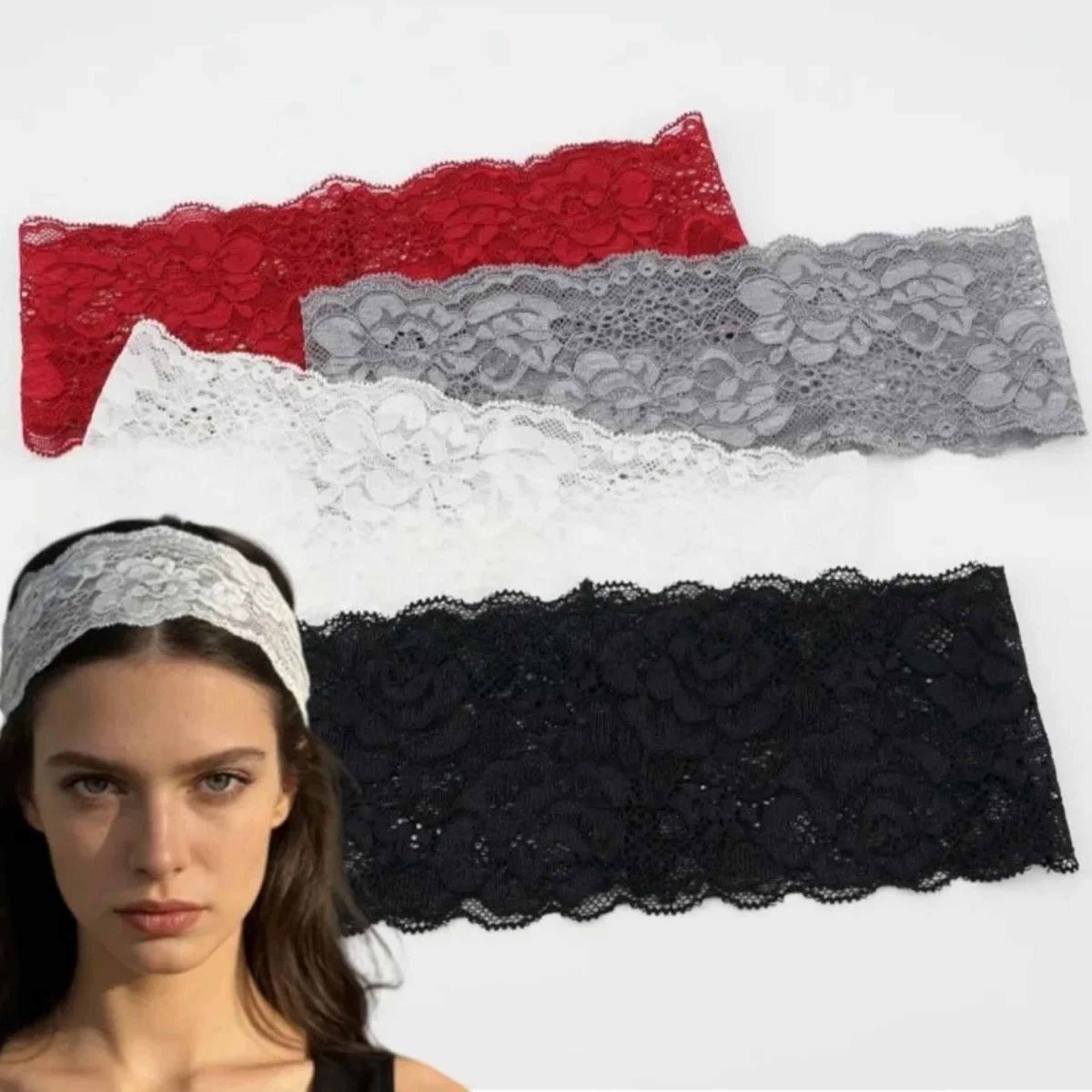 korean floral lace wide headband