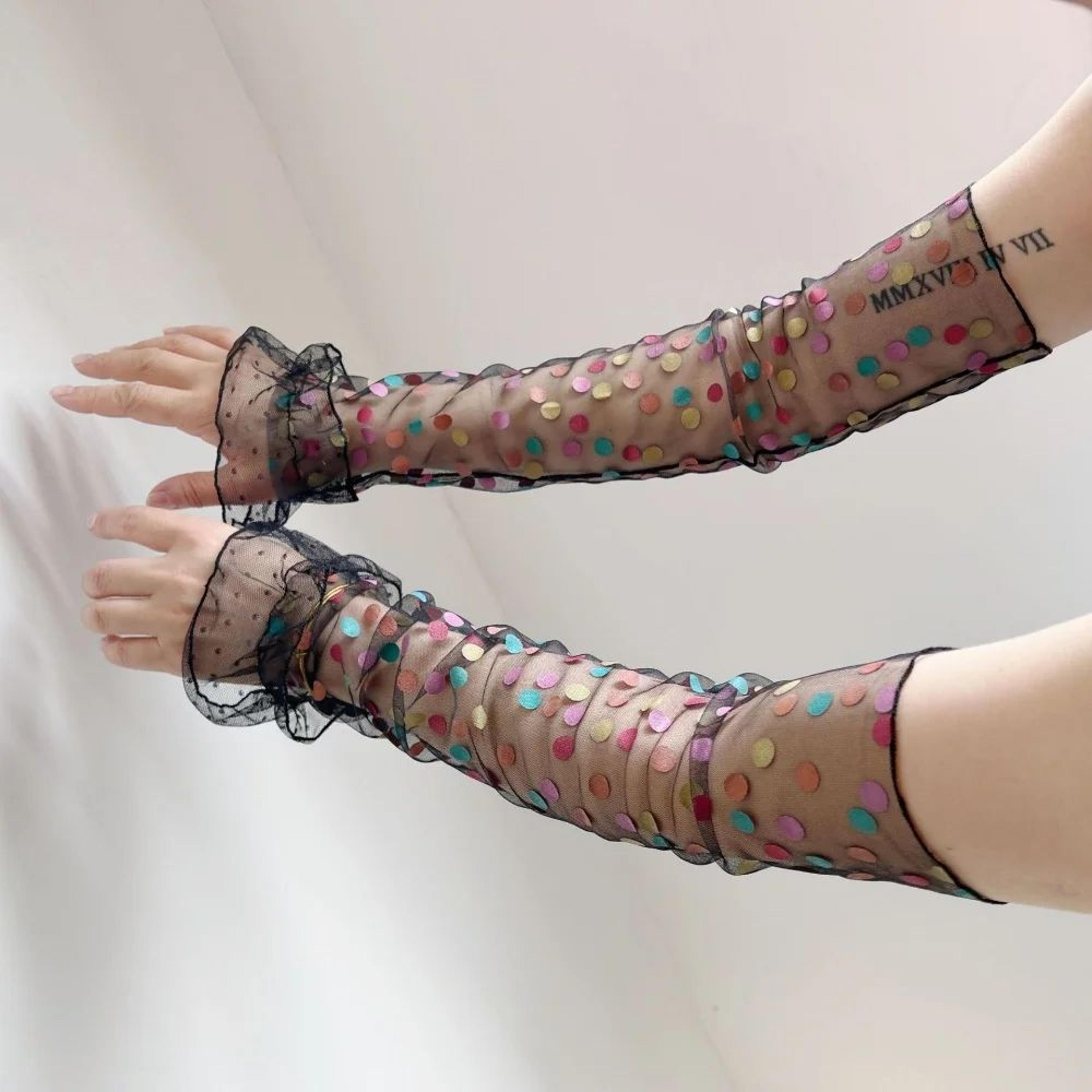 Polka Dot Mesh Fingerless Arm Sleeves 5