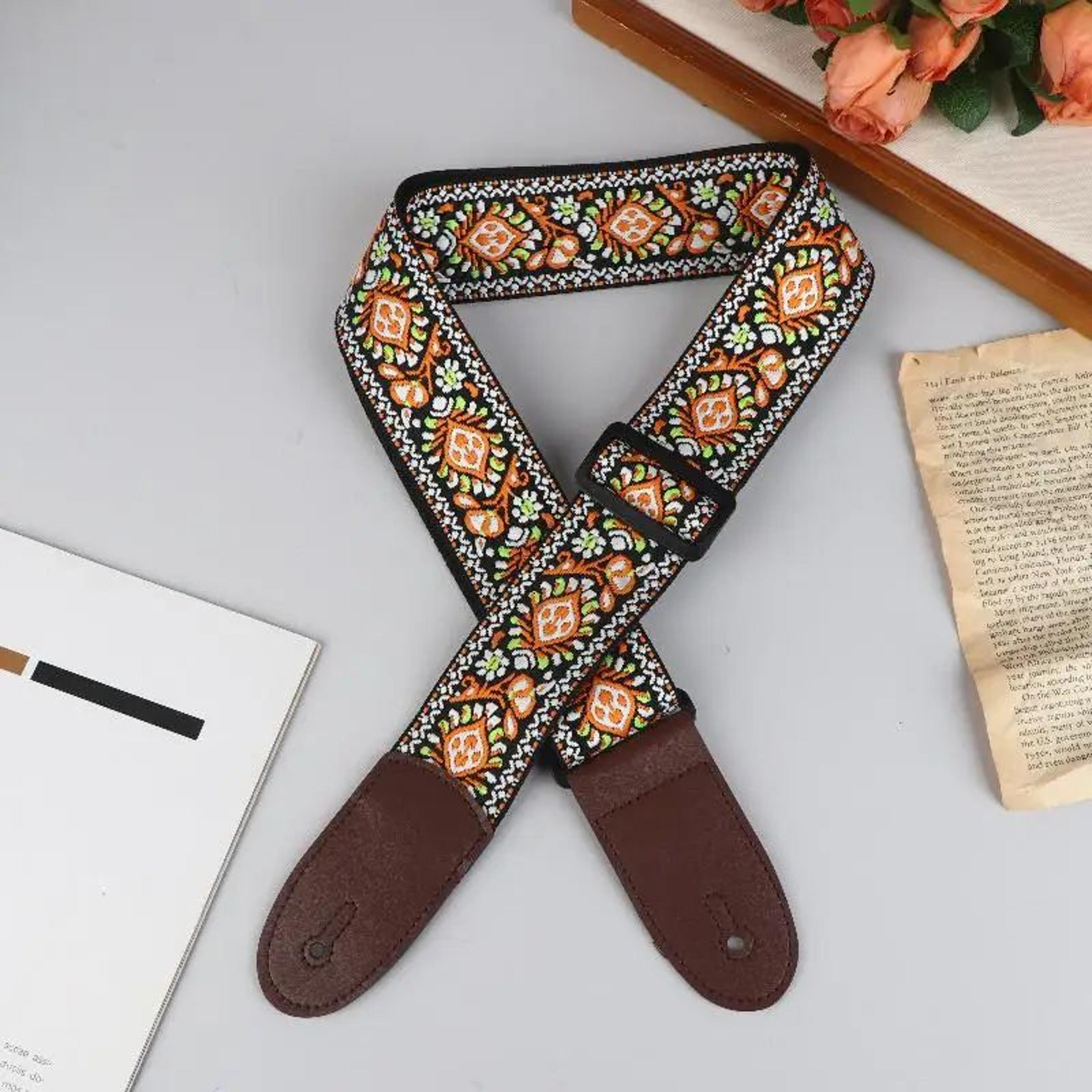 Embroidered Cotton Guitar Strap 10