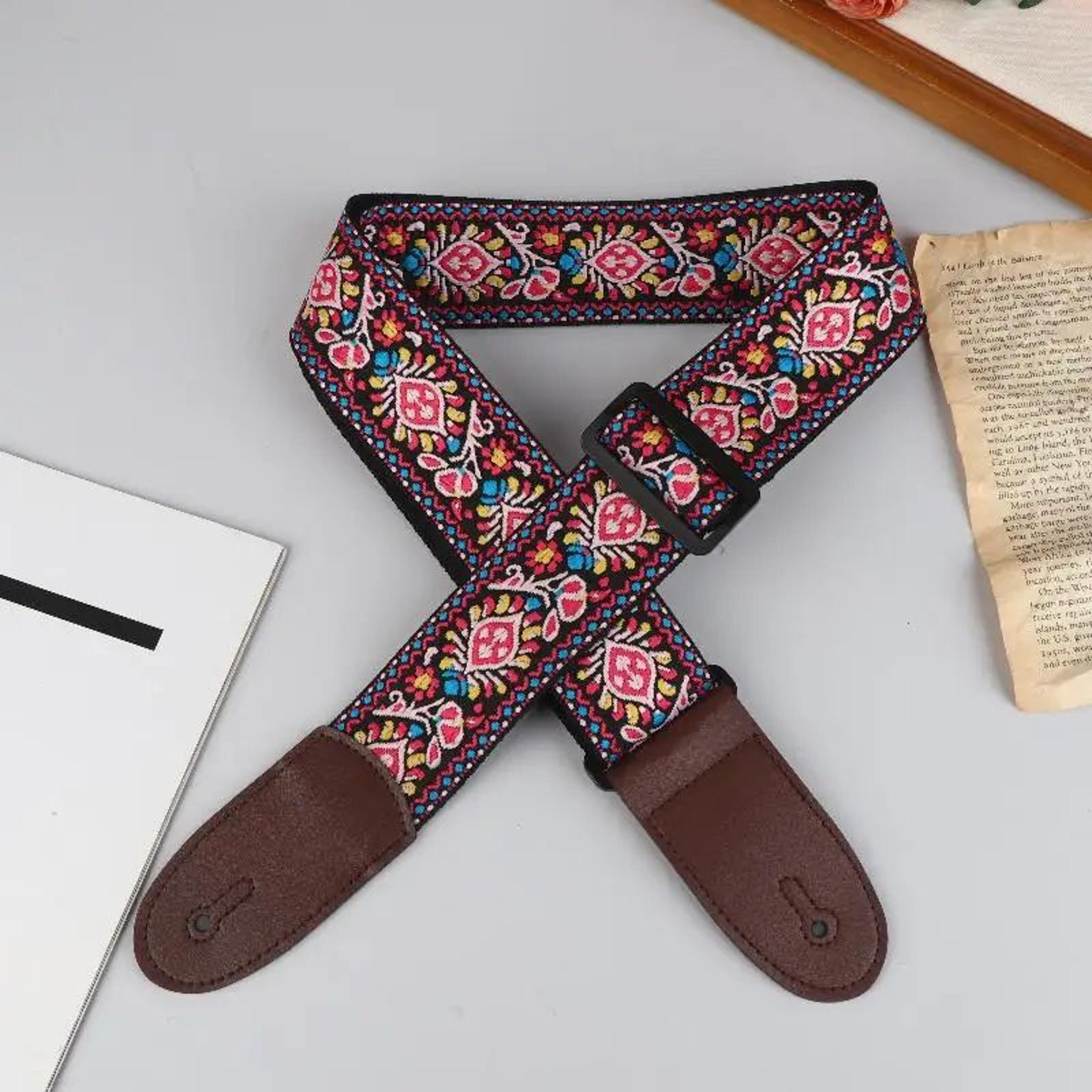 Embroidered Cotton Guitar Strap 12
