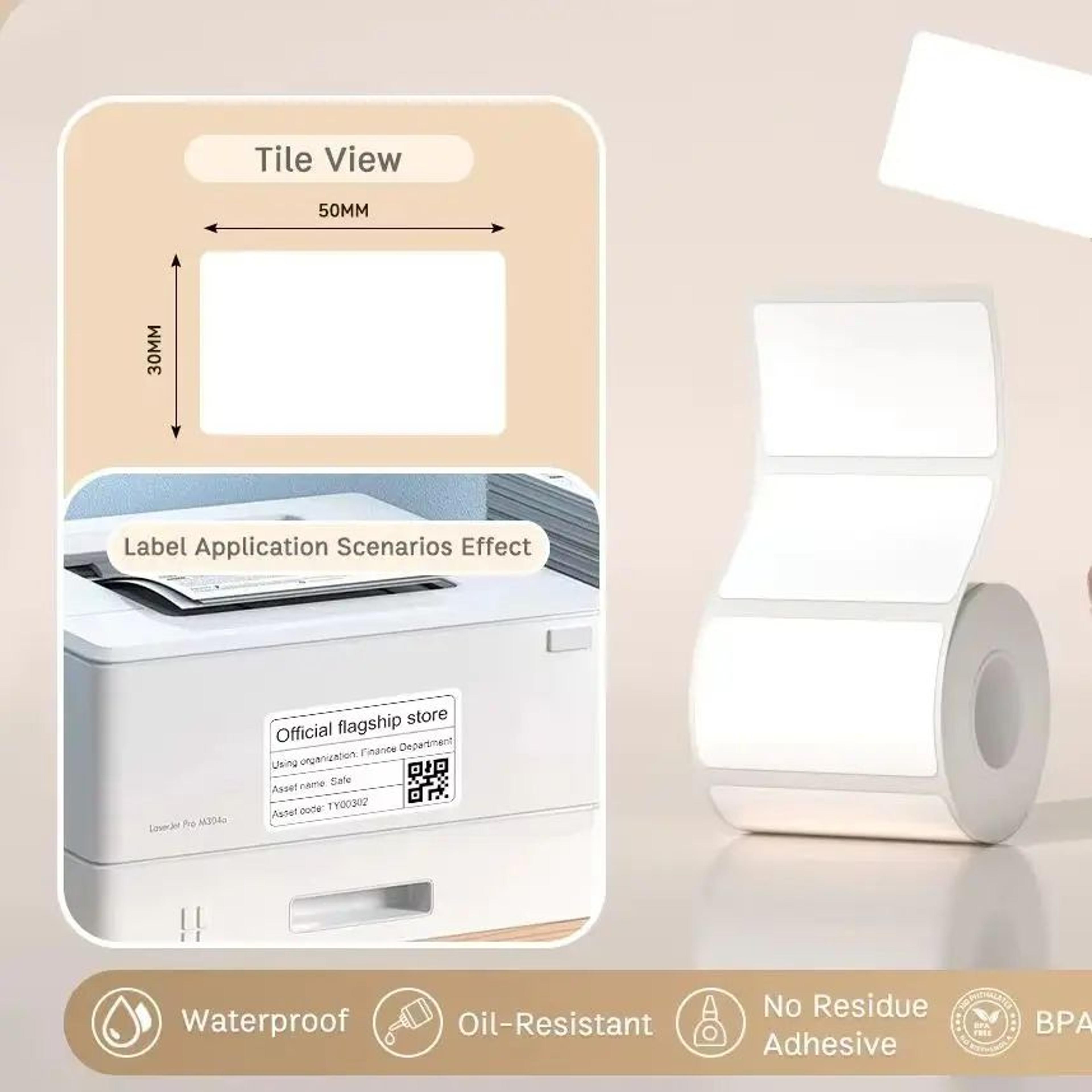 50mm white thermal label paper roll