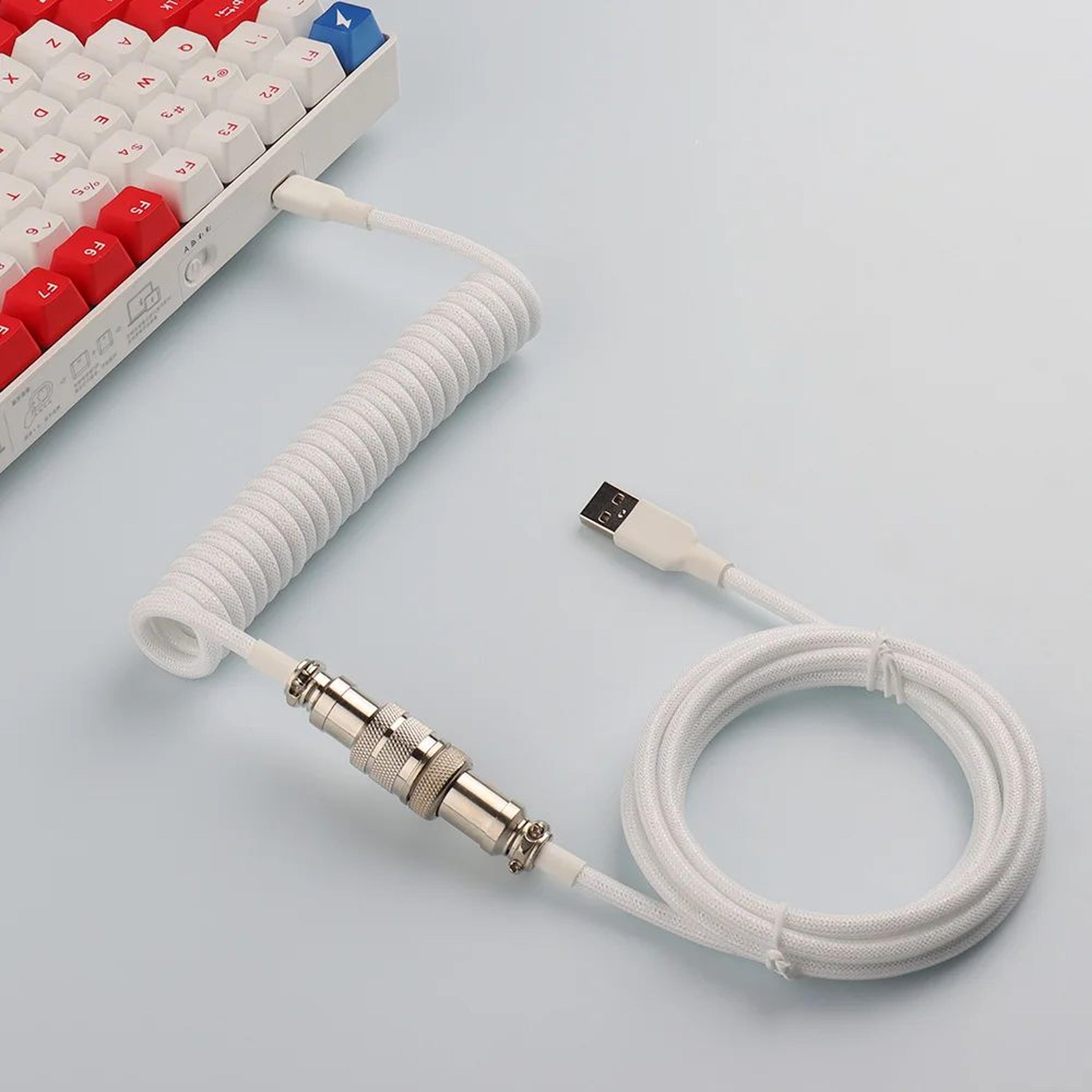 coiled usb c keyboard cable with aviator connector