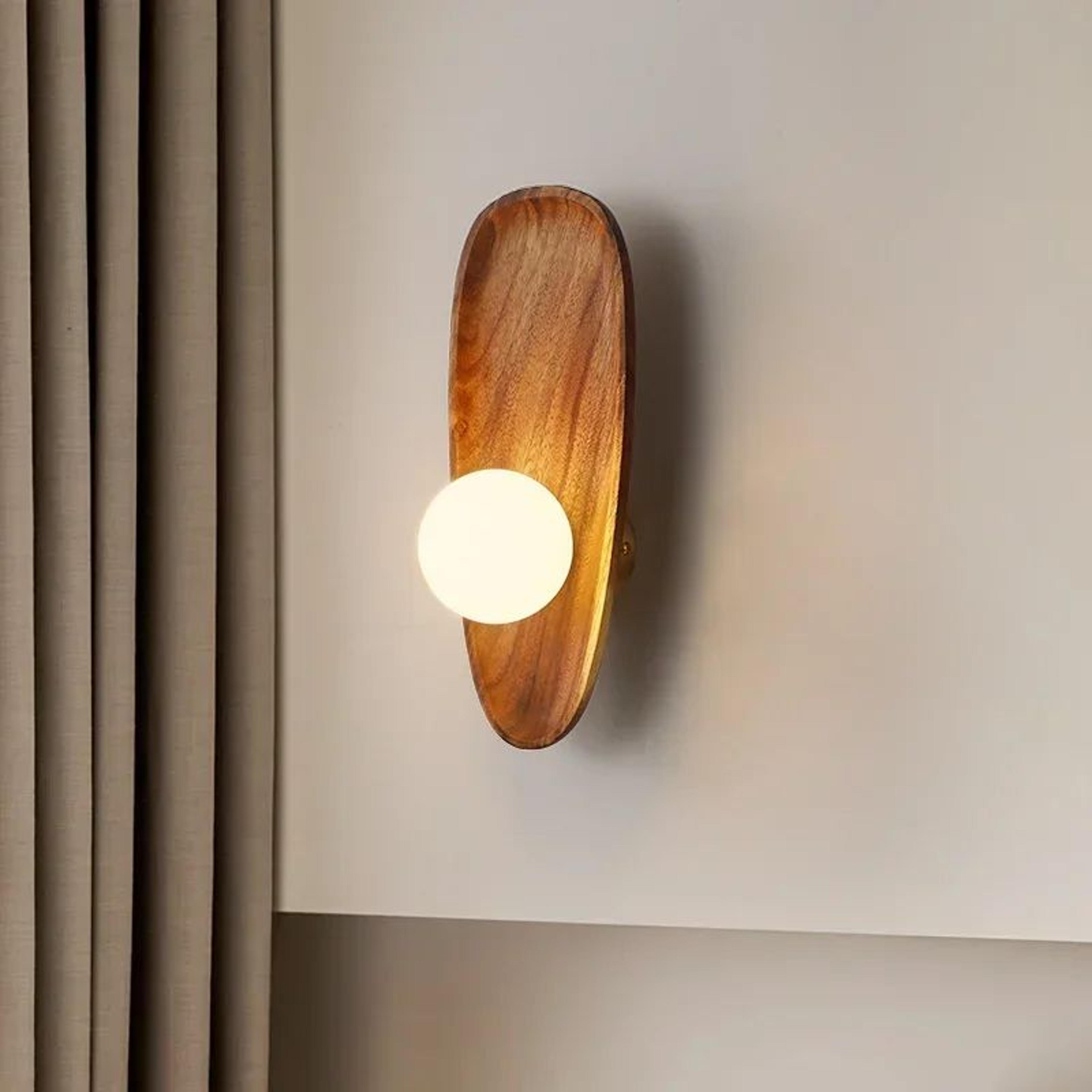 Vintage Wooden Glass Wall Sconce 2