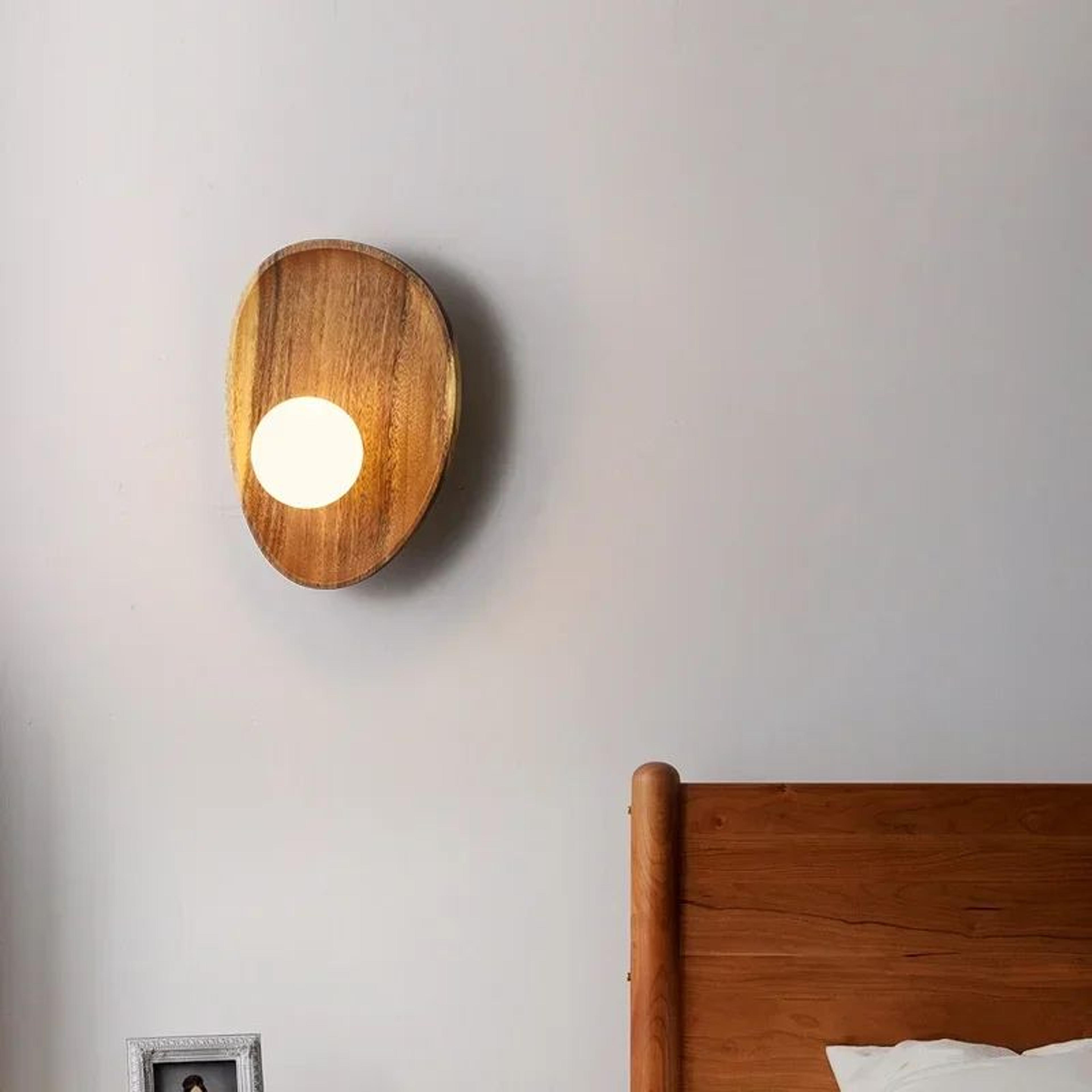 Vintage Wooden Glass Wall Sconce 1