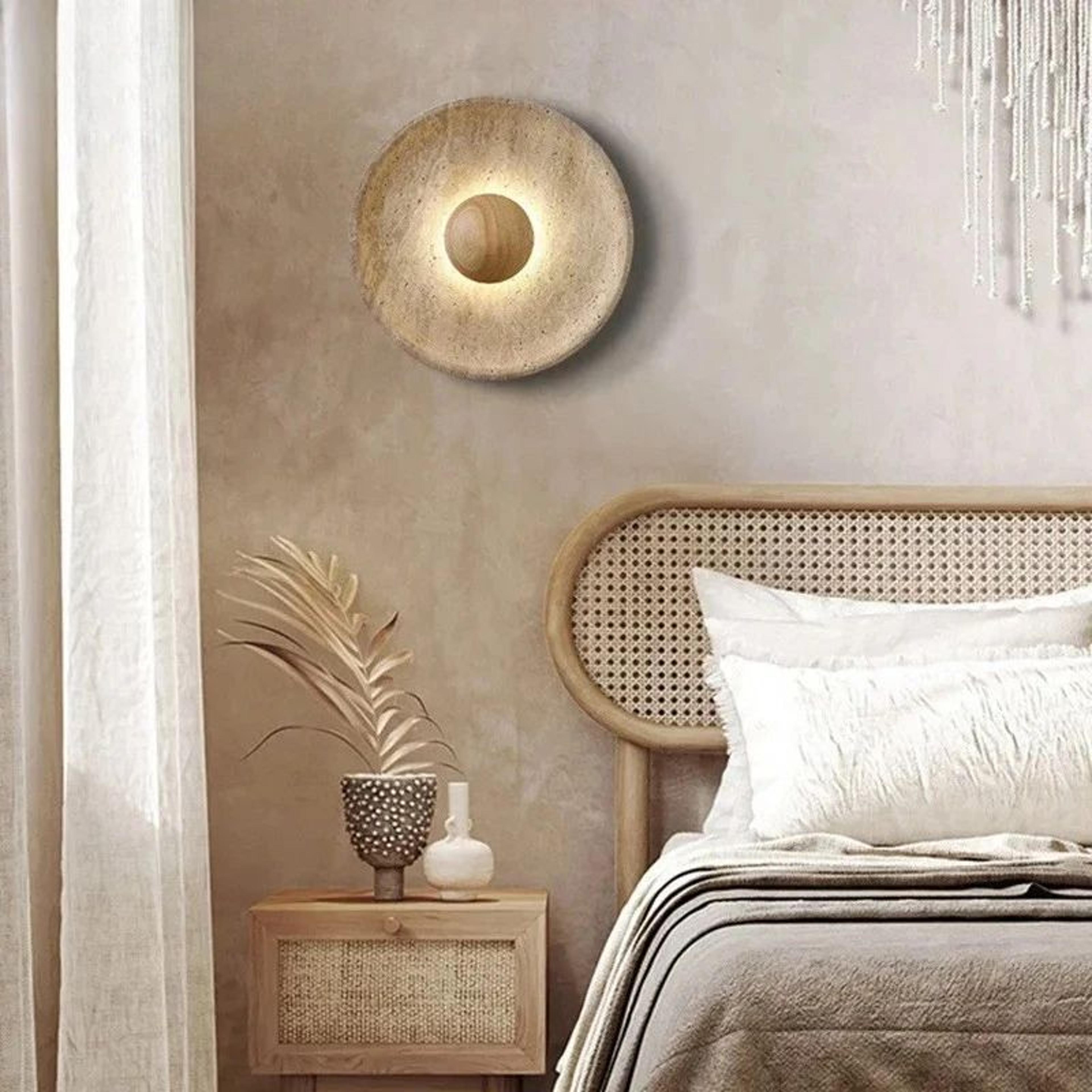 Wabi Sabi Natural Stone Round LED Wall Lamp 1