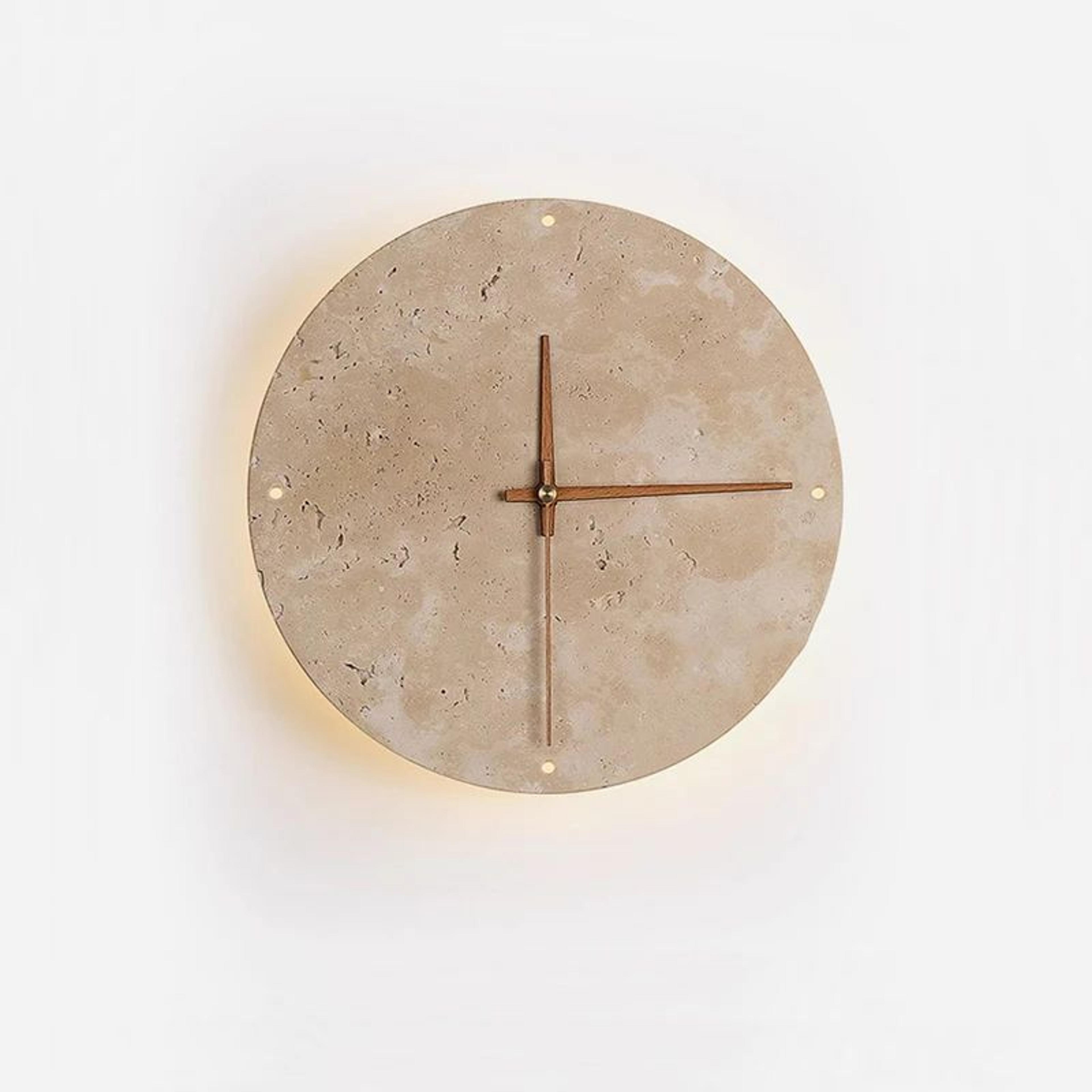 wabi sabi travertine led wall clock lamp