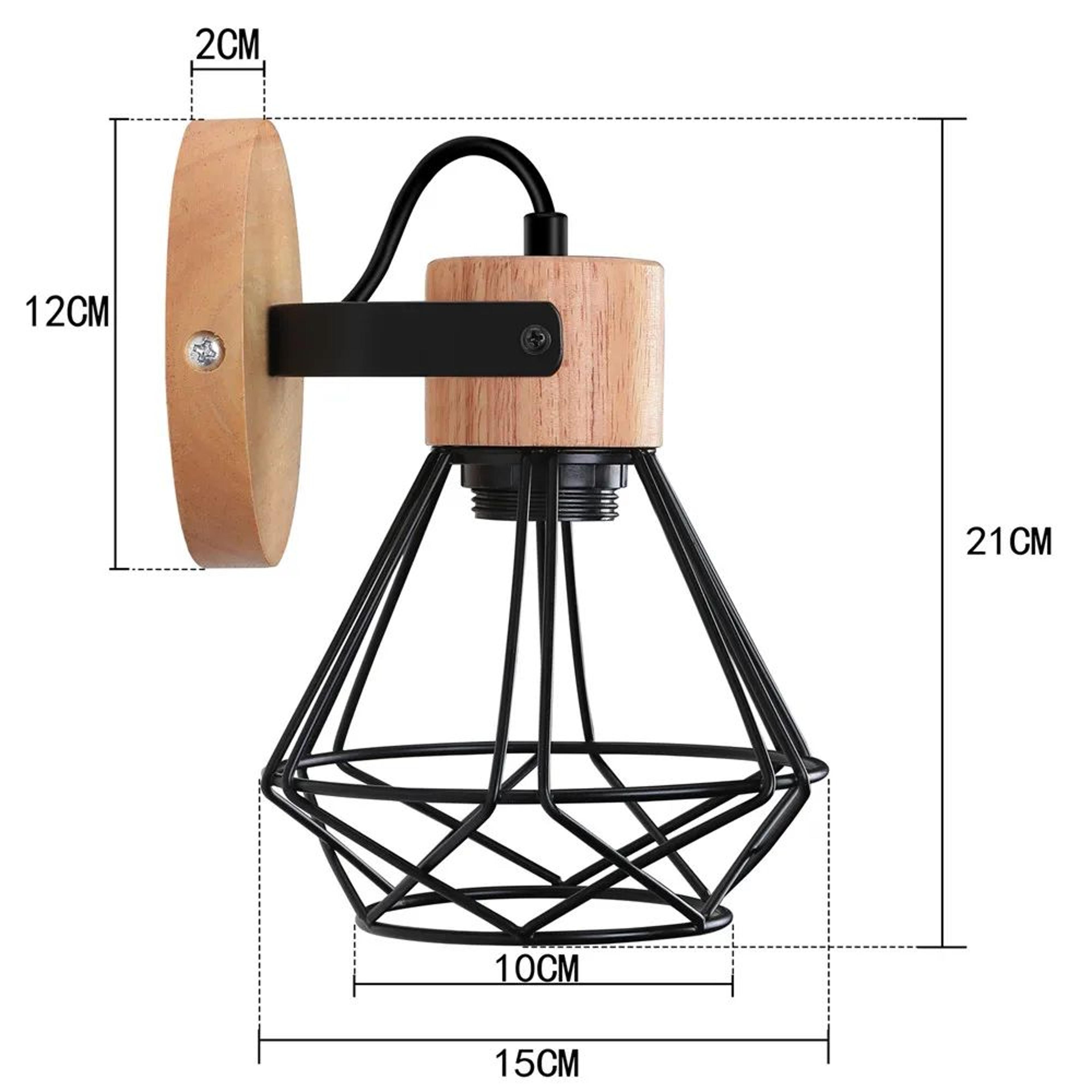 Vintage Wood Iron Industrial E27 Wall Sconce 21