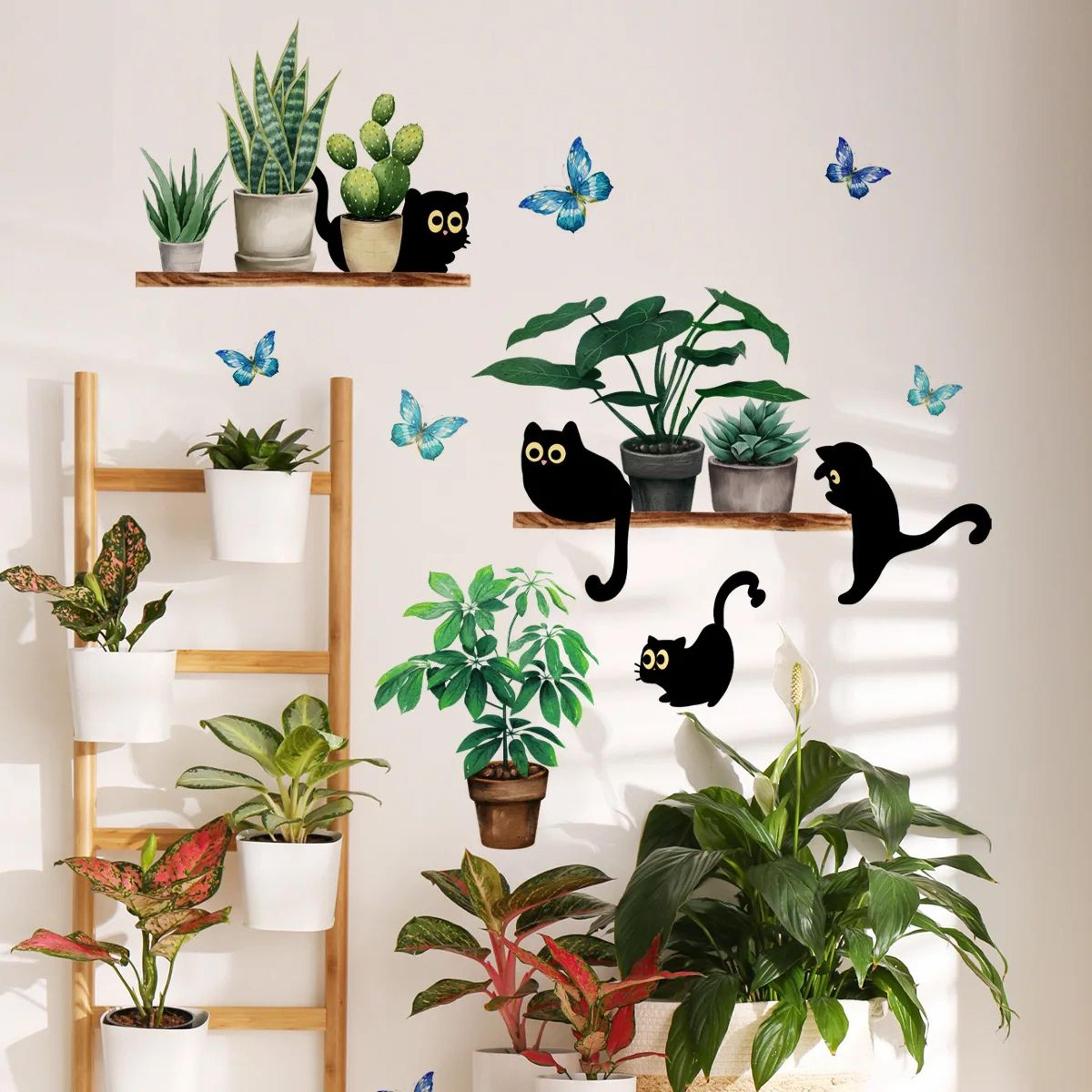 Whiskerleaf Kitten And Plant Wall Decal 2