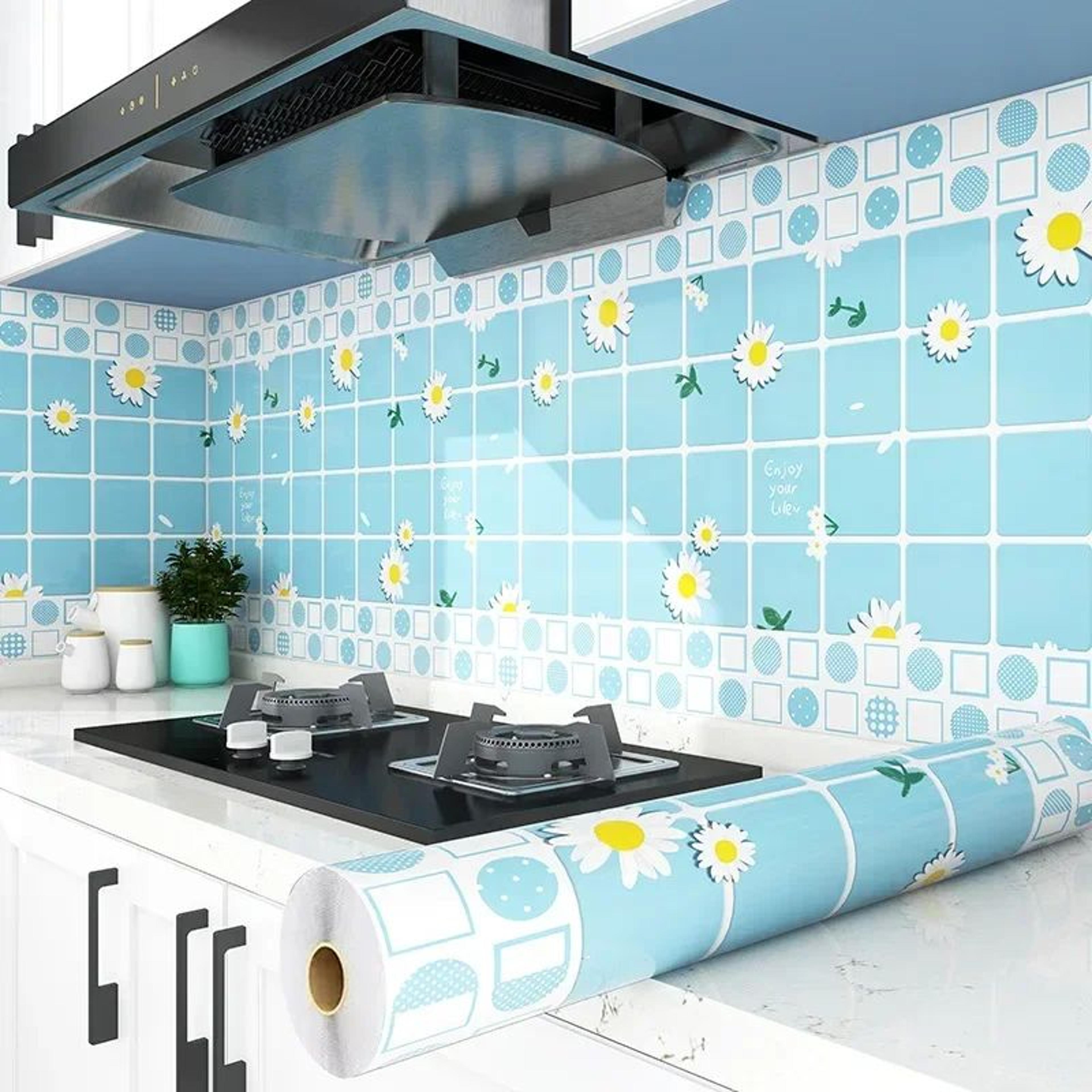 HeatShield Oil Proof Peel And Stick Kitchen Wallpaper 12