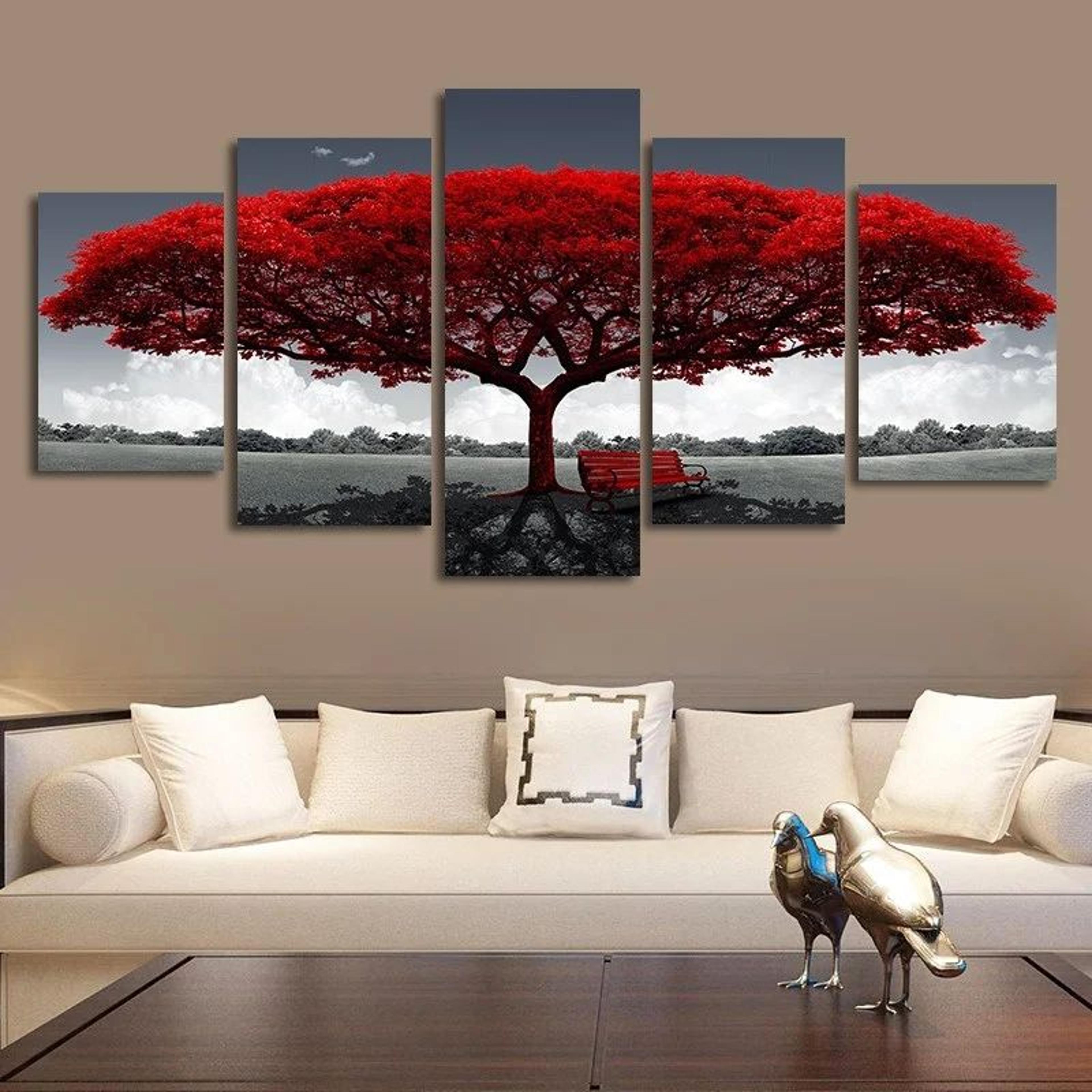 crimson fortune red lucky tree canvas wall art