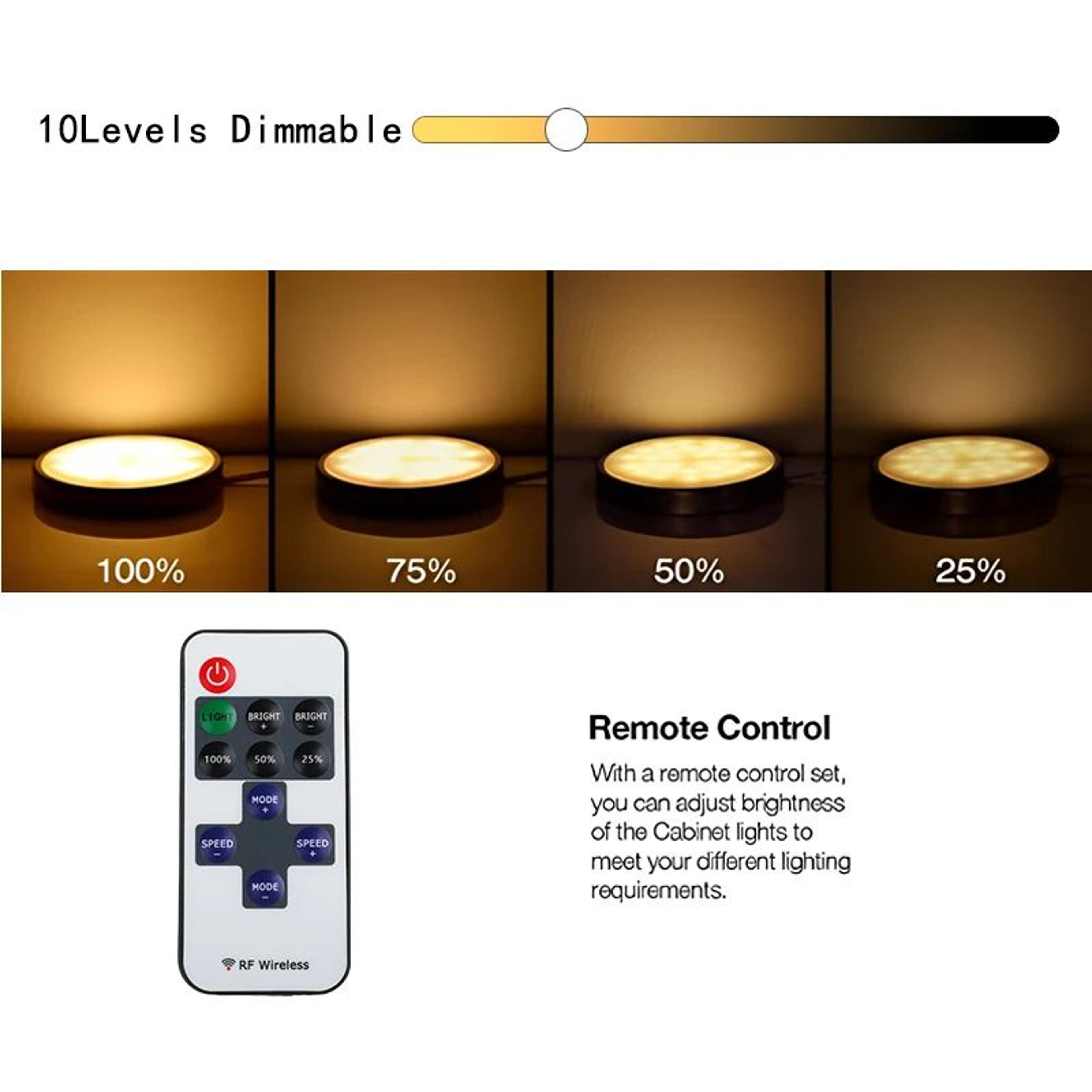 12V Remote Control LED Cabinet Puck Lights 5