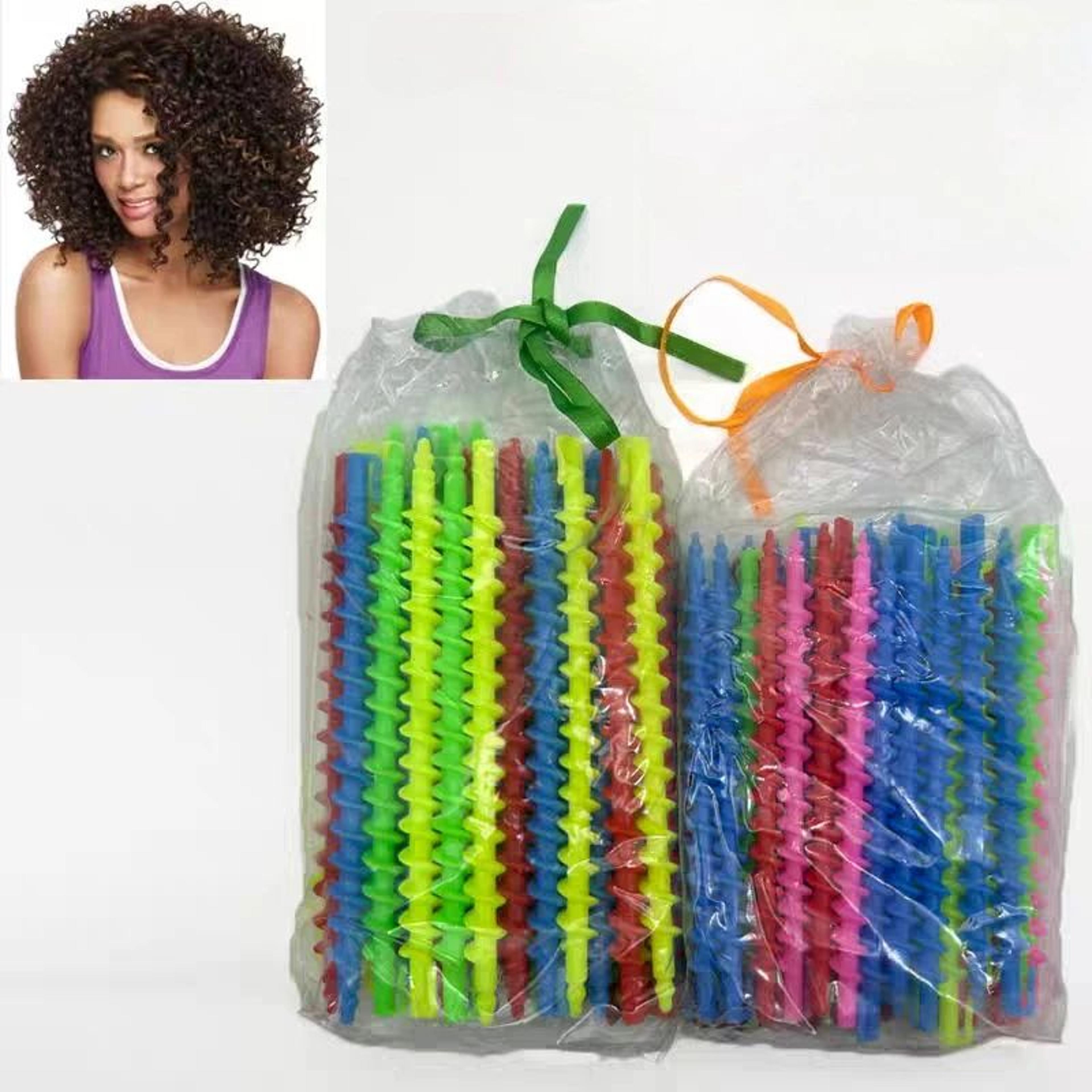 colorful spiral heatless hair curlers